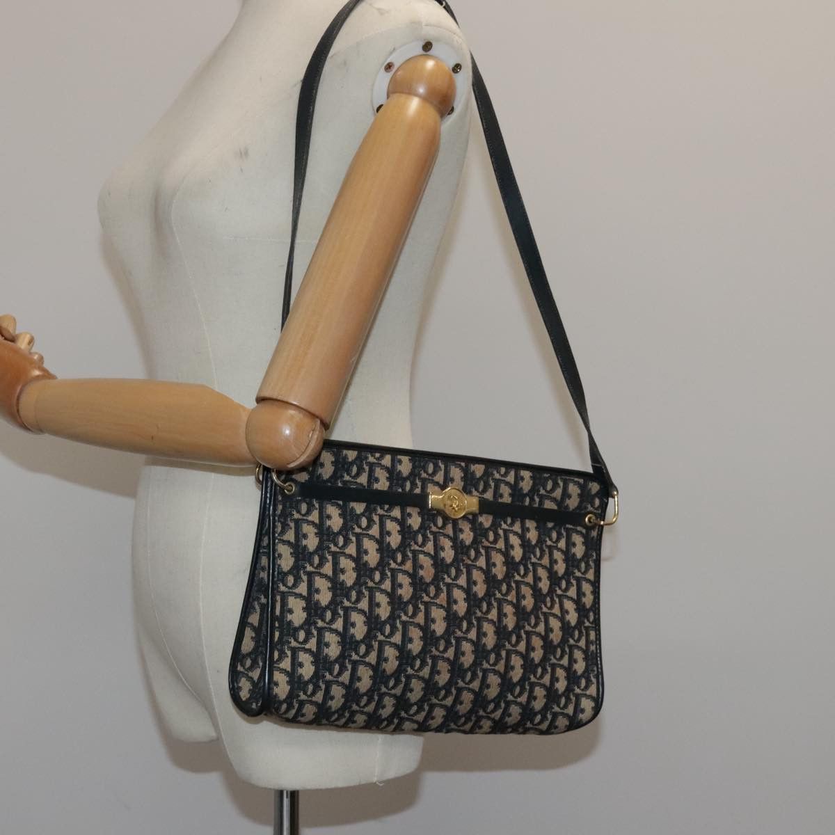 Dior Trotter Navy Canvas Shoulder Bag (Pre-Owned) Size ONE SIZE - 11 Thumbnail