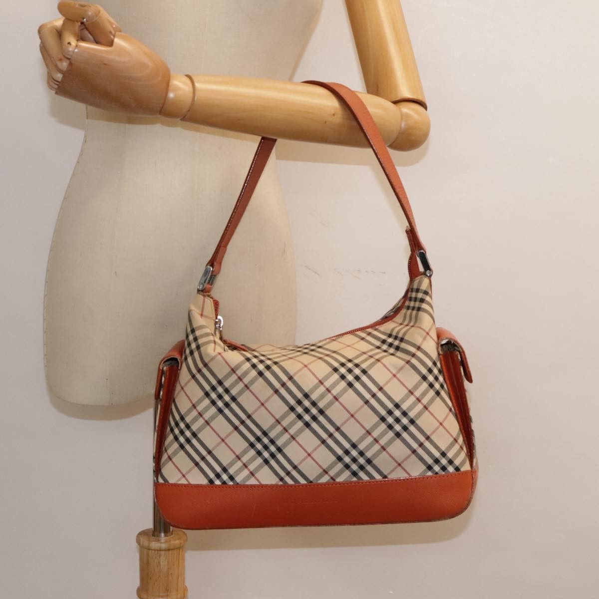 Burberry Nova Check Orange Canvas Shoulder Bag (Pre-Owned) Size ONE SIZE - 16 Thumbnail