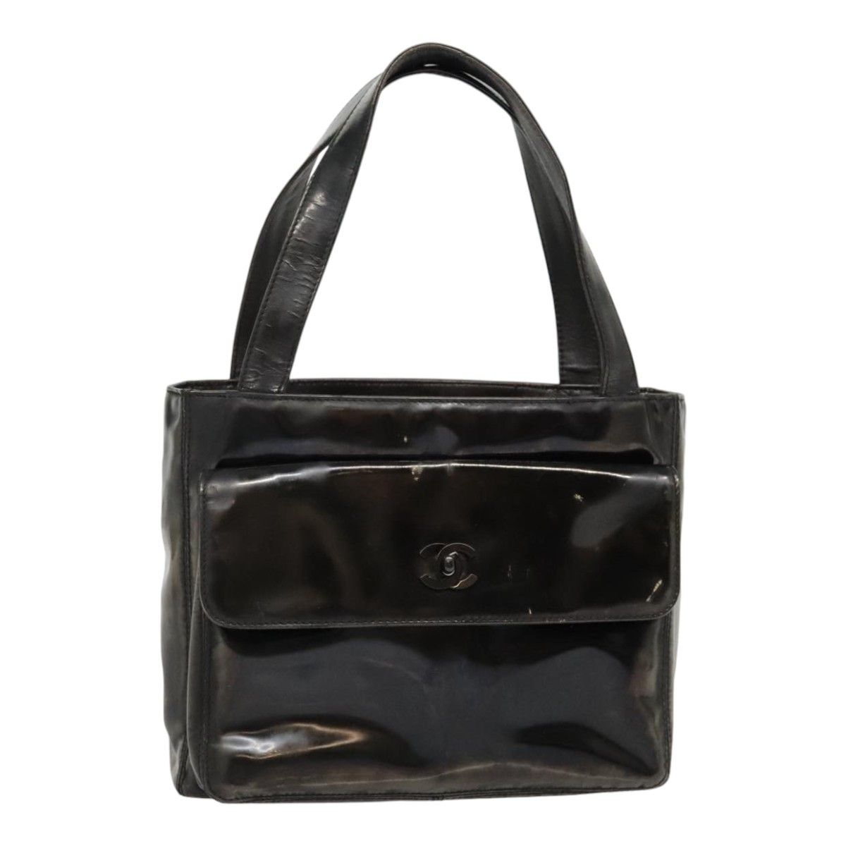 Chanel Coco Mark Black Patent Leather Tote Bag (Pre-Owned) Size ONE SIZE - 13 Thumbnail