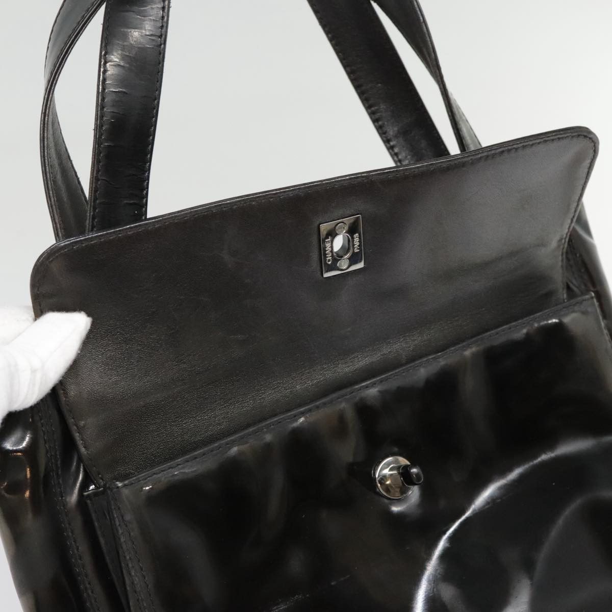 Chanel Coco Mark Black Patent Leather Tote Bag (Pre-Owned) Size ONE SIZE - 14 Thumbnail
