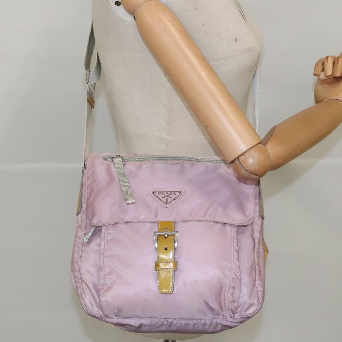 Prada Tessuto Pink Synthetic Shoulder Bag (Pre-Owned) Size ONE SIZE - 18 Thumbnail