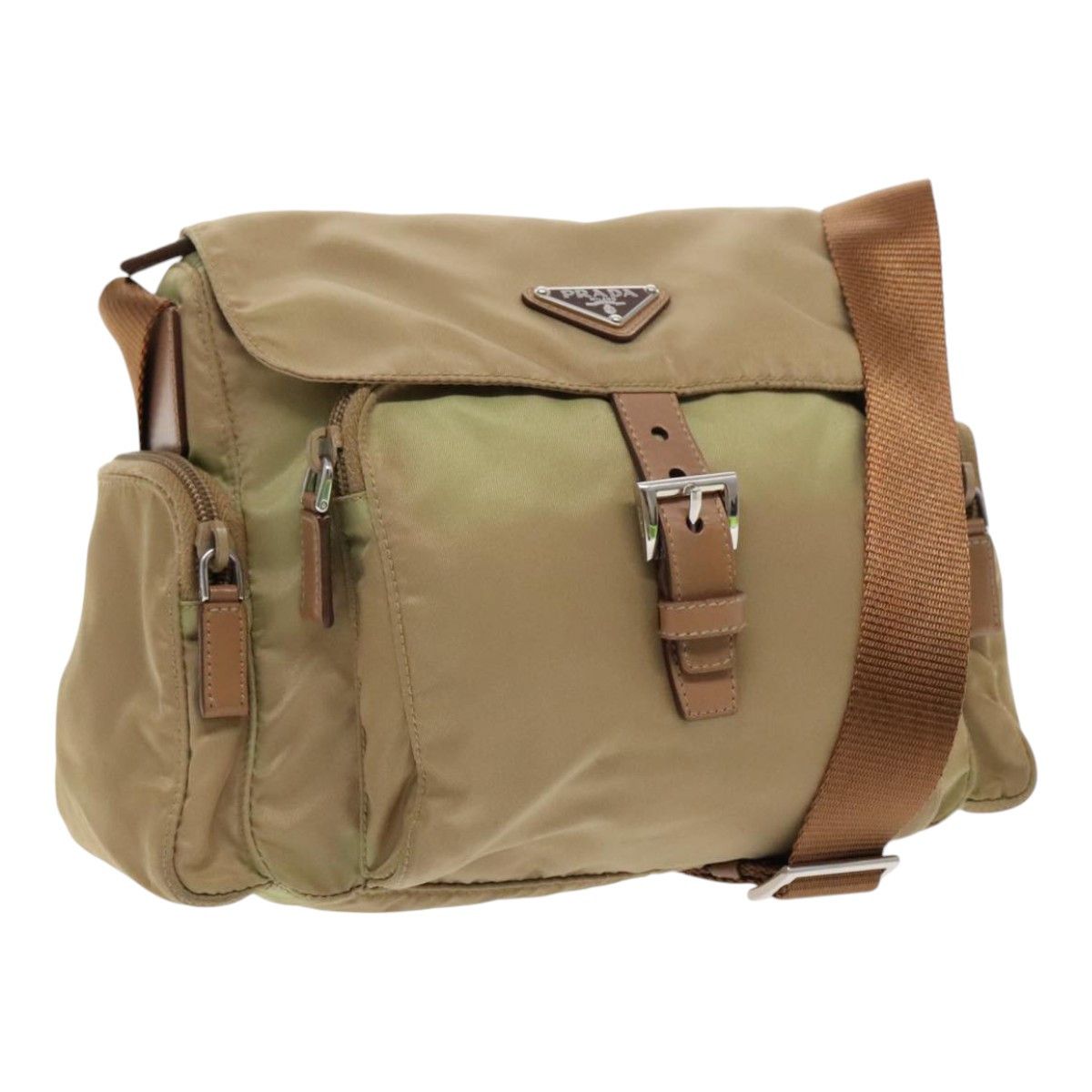 Prada Tessuto Khaki Canvas Shoulder Bag (Pre-Owned) Size ONE SIZE - 18 Thumbnail
