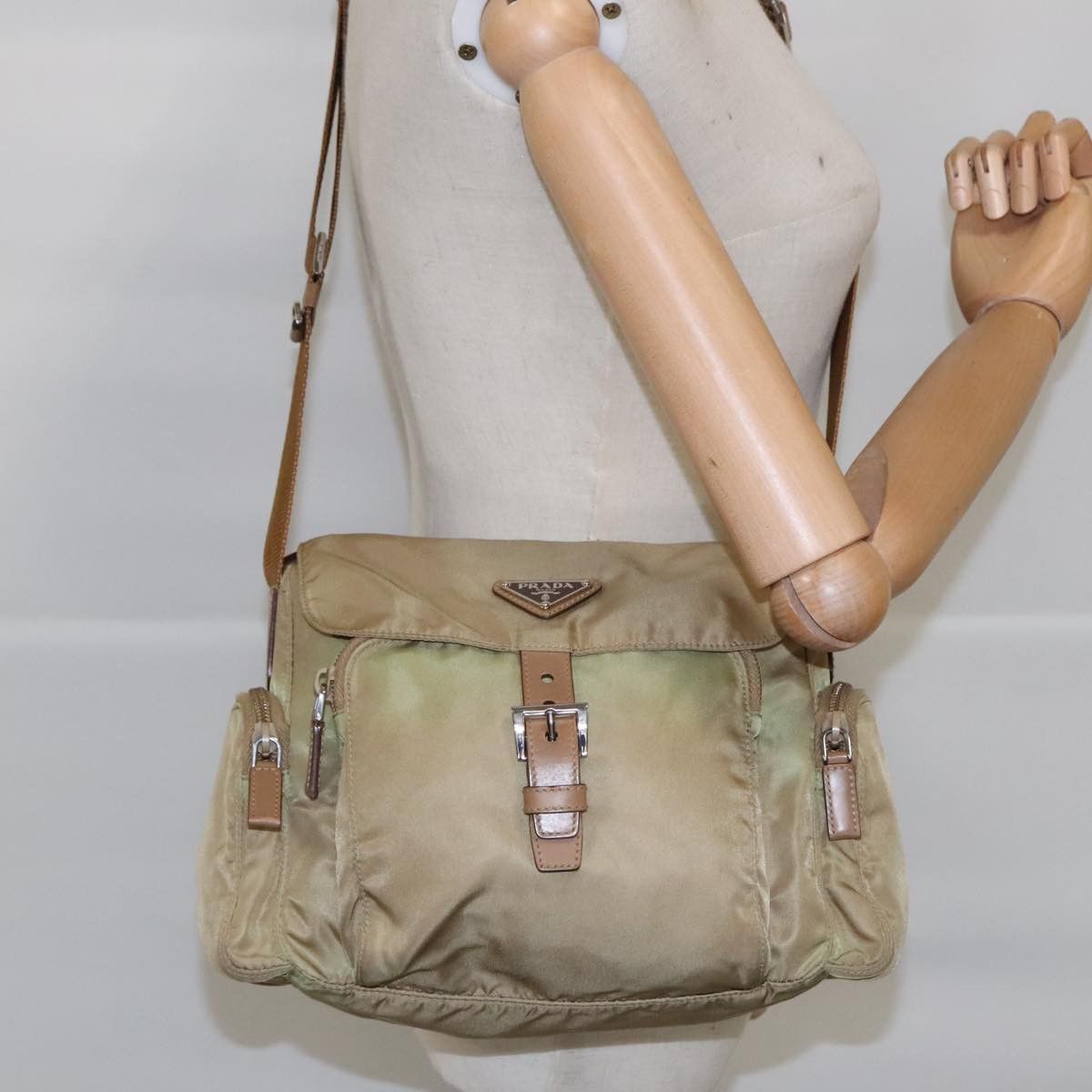 Prada Tessuto Khaki Canvas Shoulder Bag (Pre-Owned) Size ONE SIZE - 17 Thumbnail