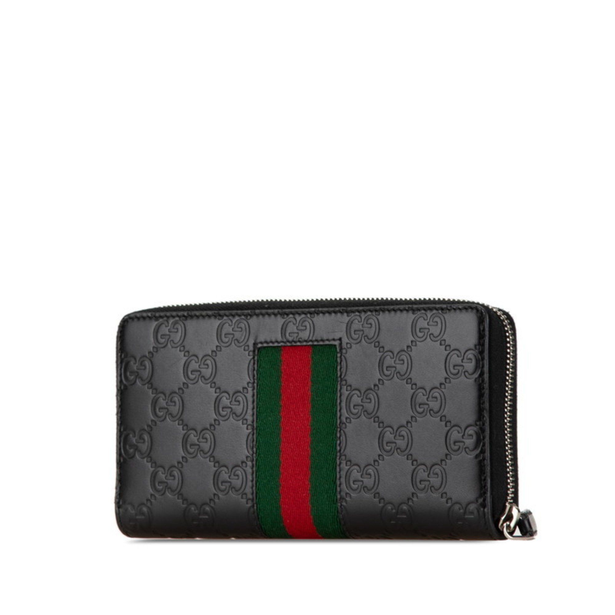 Gucci Gucci Guccissima Sherry Line Round Long Wallet 408831 Black Leather Men's GUCCI Size ONE SIZE - 2 Thumbnail