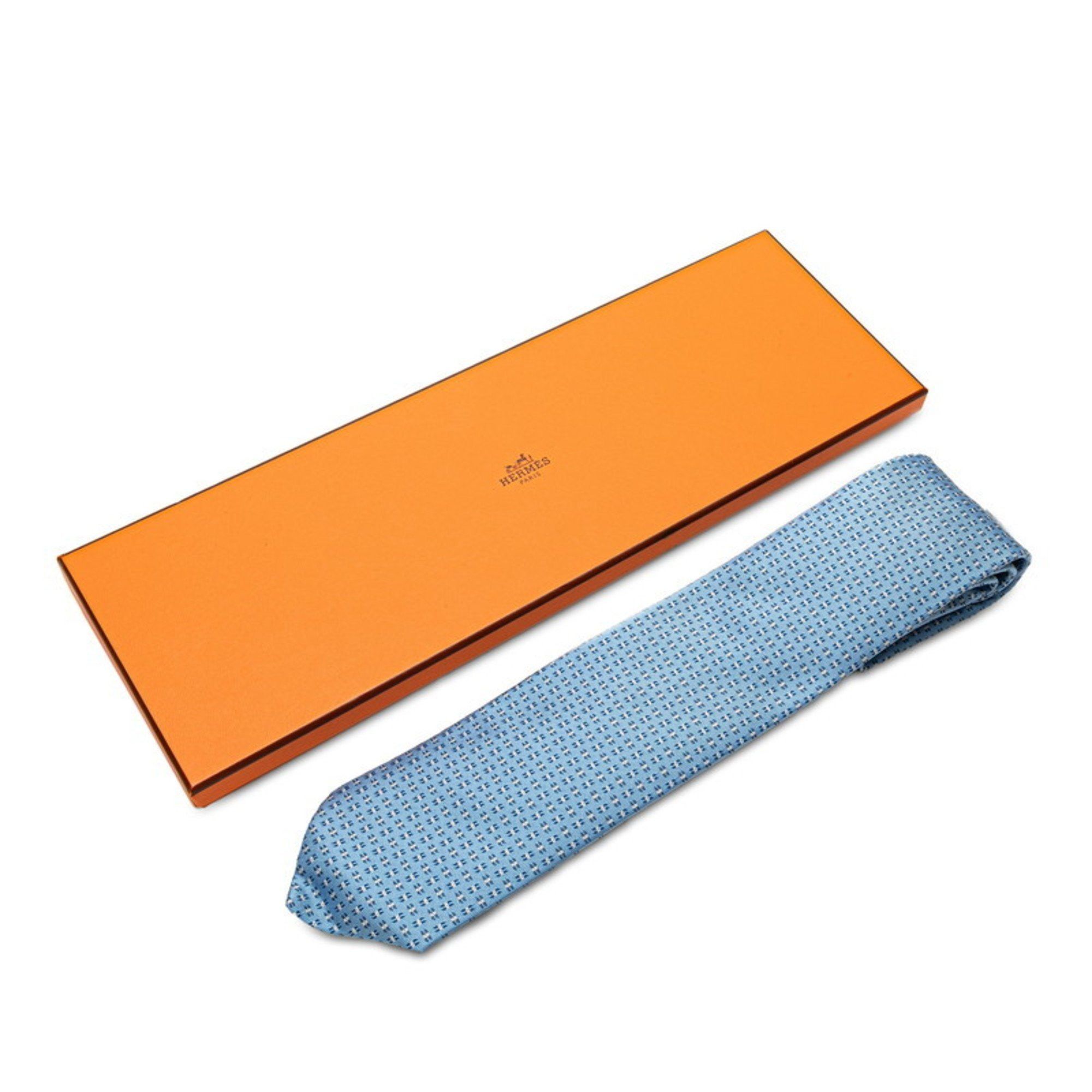 Hermes Hermes tie light blue white silk men's HERMES Size ONE SIZE - 6 Thumbnail