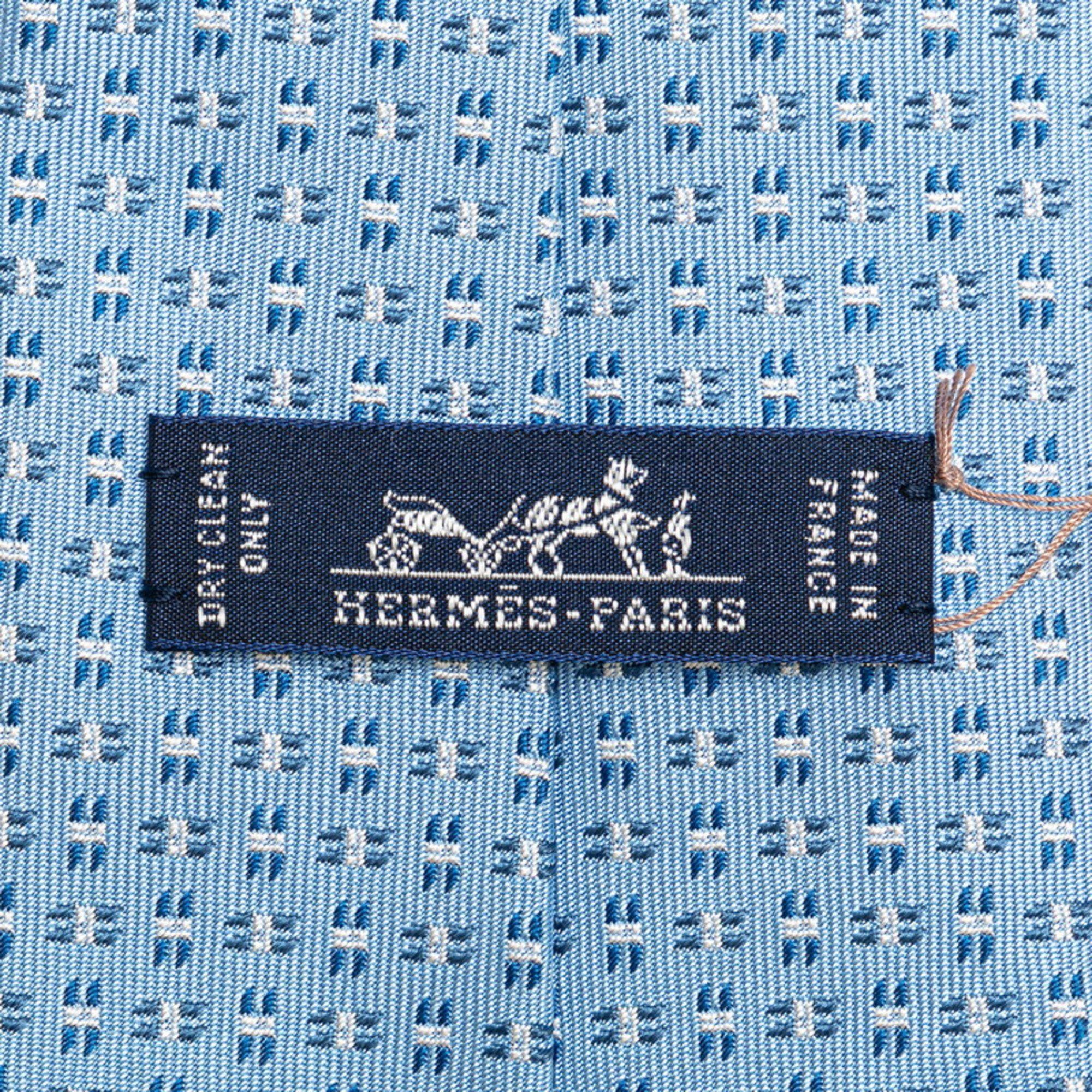 Hermes Hermes tie light blue white silk men's HERMES Size ONE SIZE - 4 Thumbnail