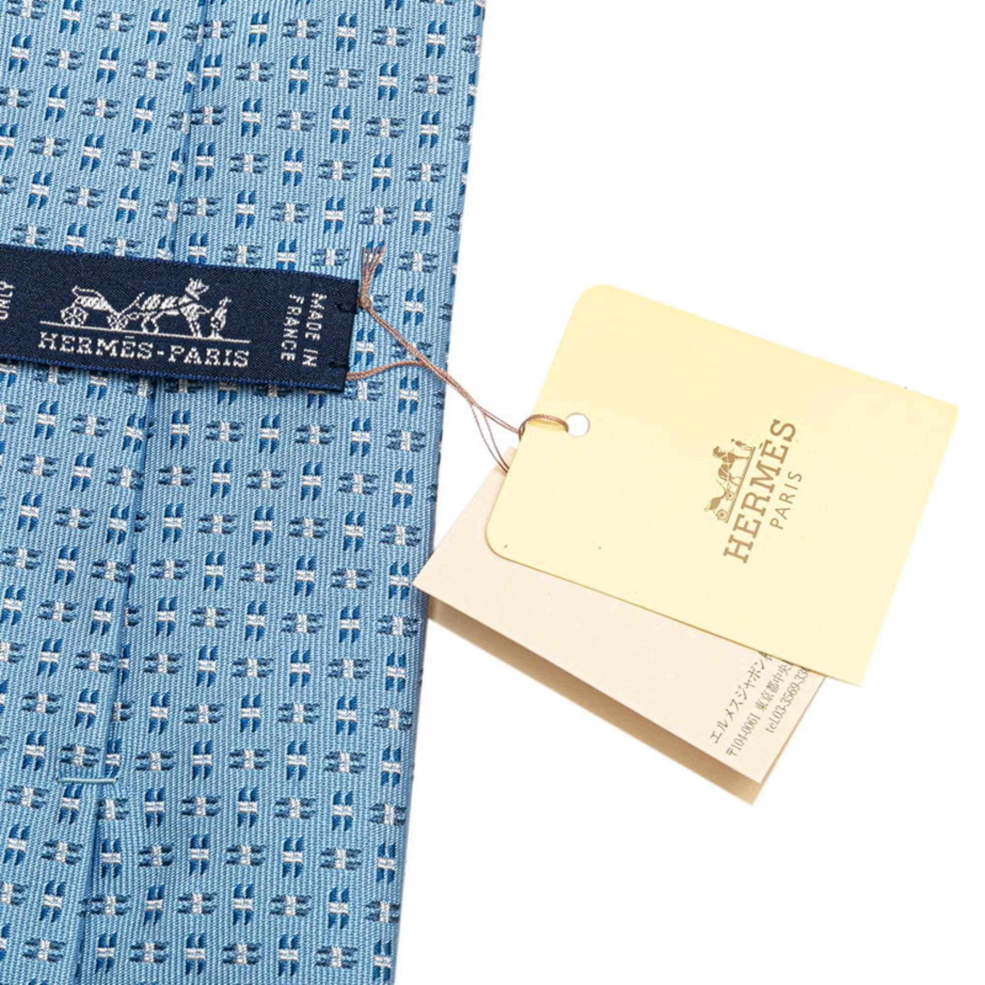 Hermes Hermes tie light blue white silk men's HERMES Size ONE SIZE - 5 Thumbnail