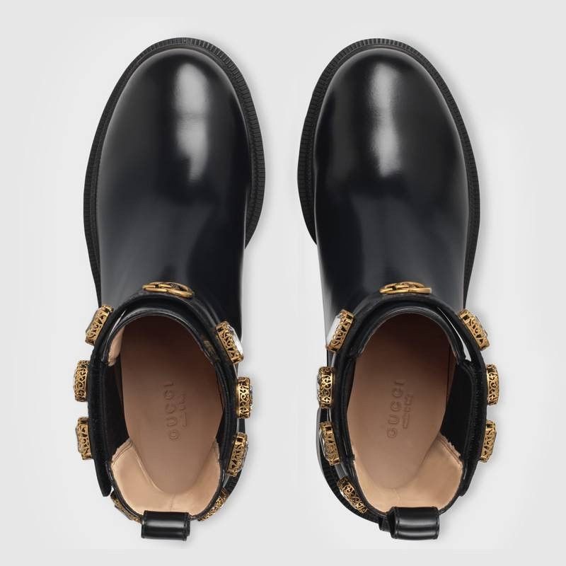 Gucci Calfskin Crystal GG Trip Chelsea Ankle Boots Size US 7 / IT 37 - 3 Thumbnail