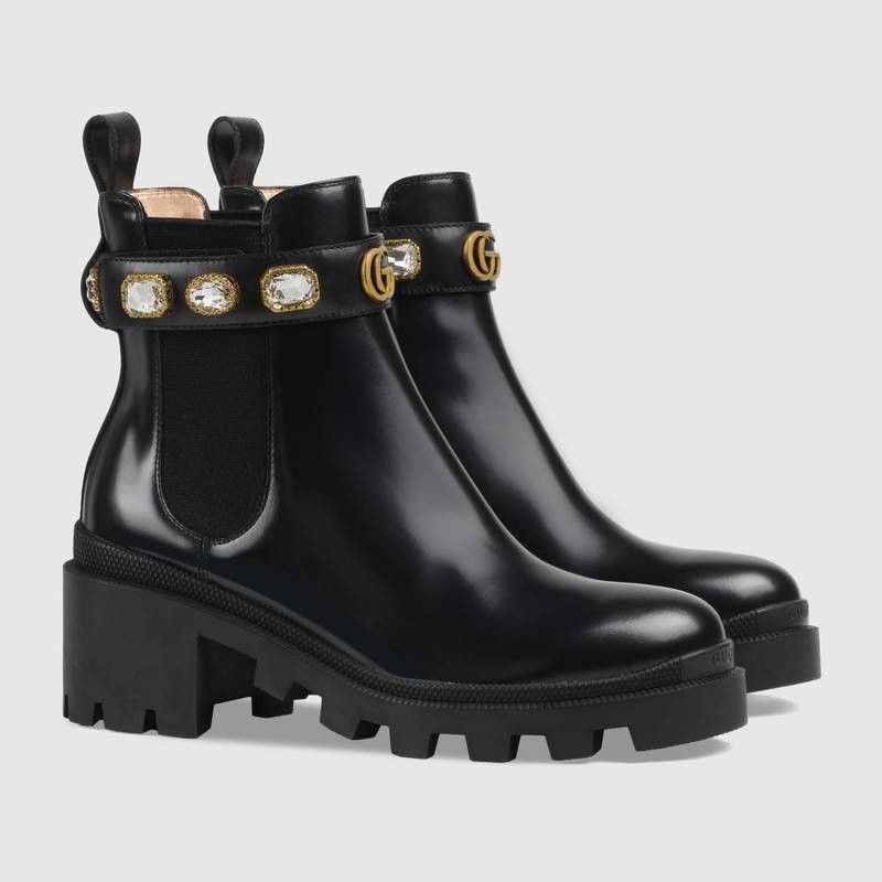 Gucci Calfskin Crystal GG Trip Chelsea Ankle Boots Size US 7 / IT 37 - 2 Thumbnail