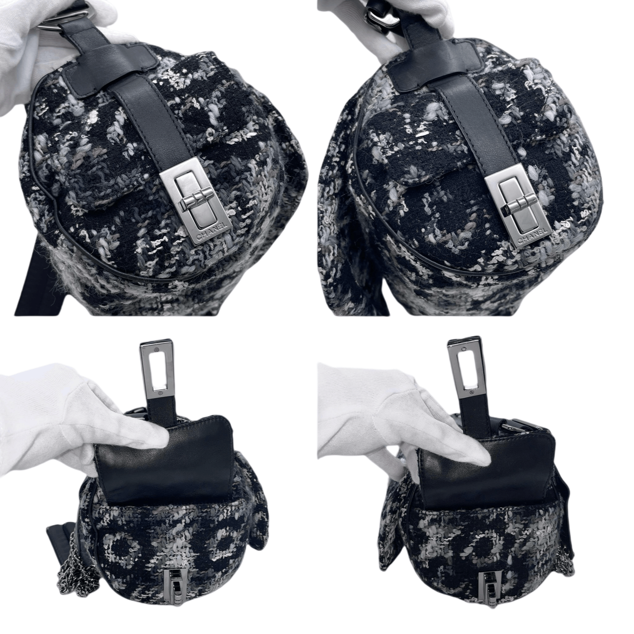 Chanel Chanel Camellia Tweed Coco Mark X 2.55 4-Chain Shoulder Bag Size ONE SIZE - 8 Thumbnail