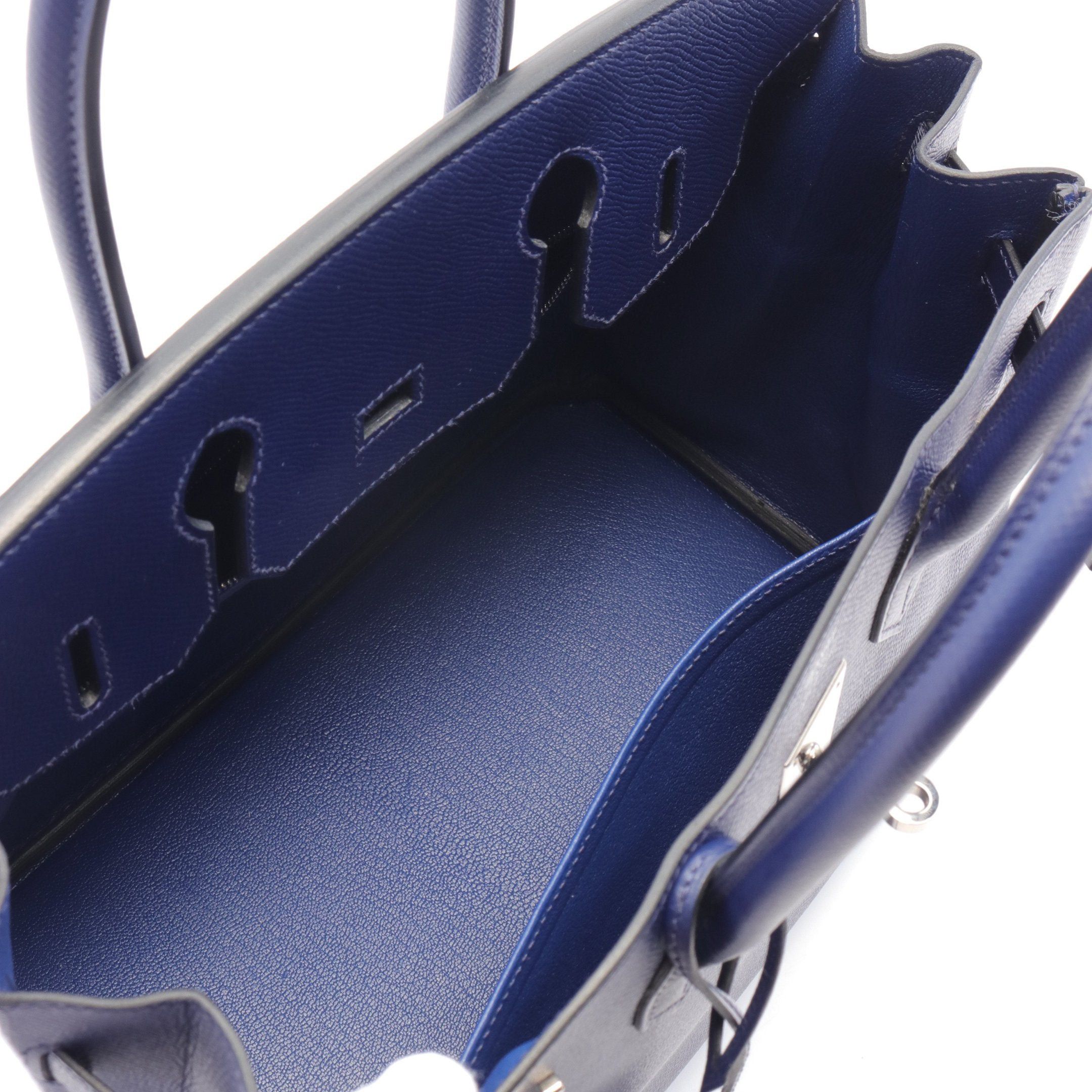 Hermes Hermes Birkin 30 Blue Navy Handbag Veau Epsom Silver Hardware X Stamp Size ONE SIZE - 3 Thumbnail