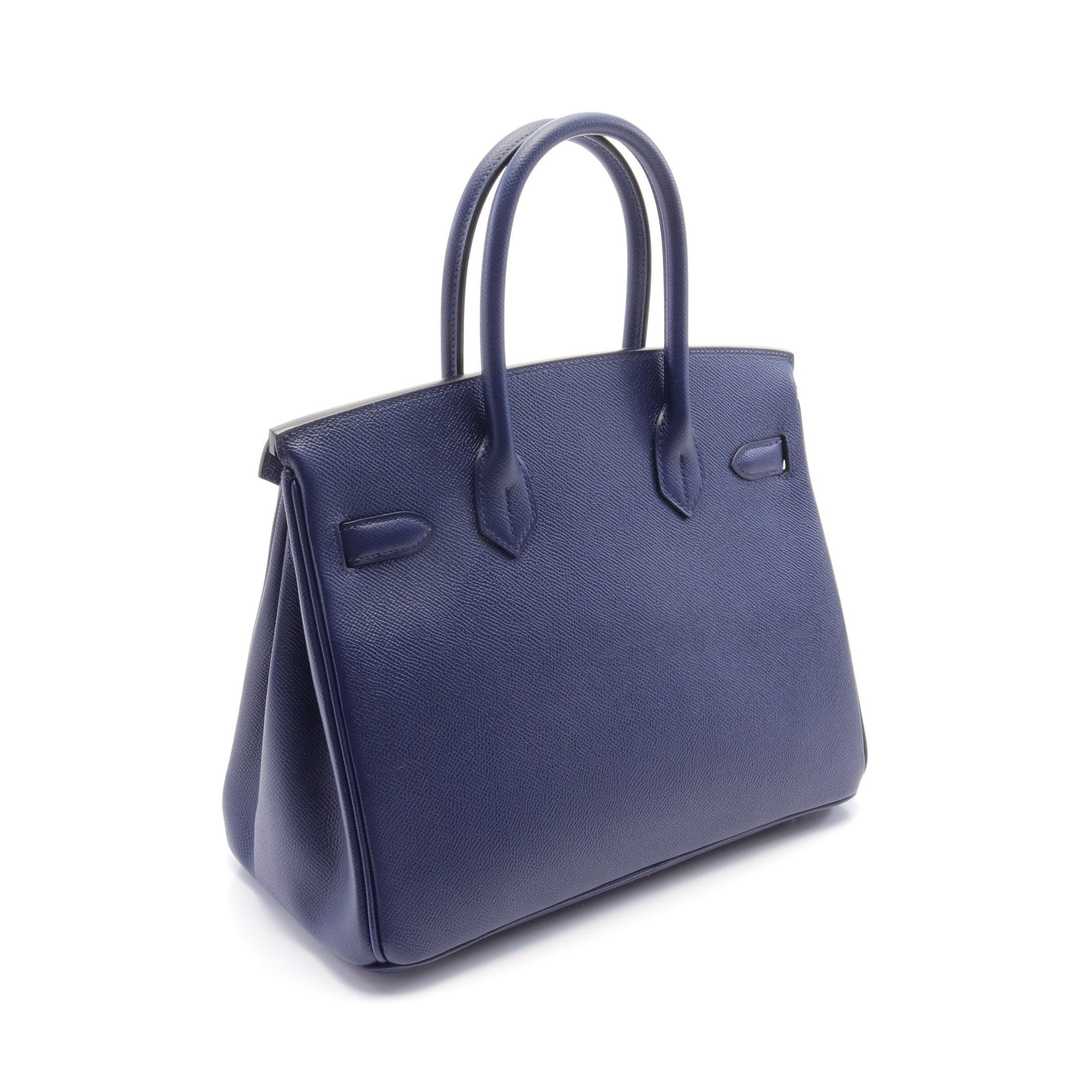Hermes Hermes Birkin 30 Blue Navy Handbag Veau Epsom Silver Hardware X Stamp Size ONE SIZE - 2 Thumbnail