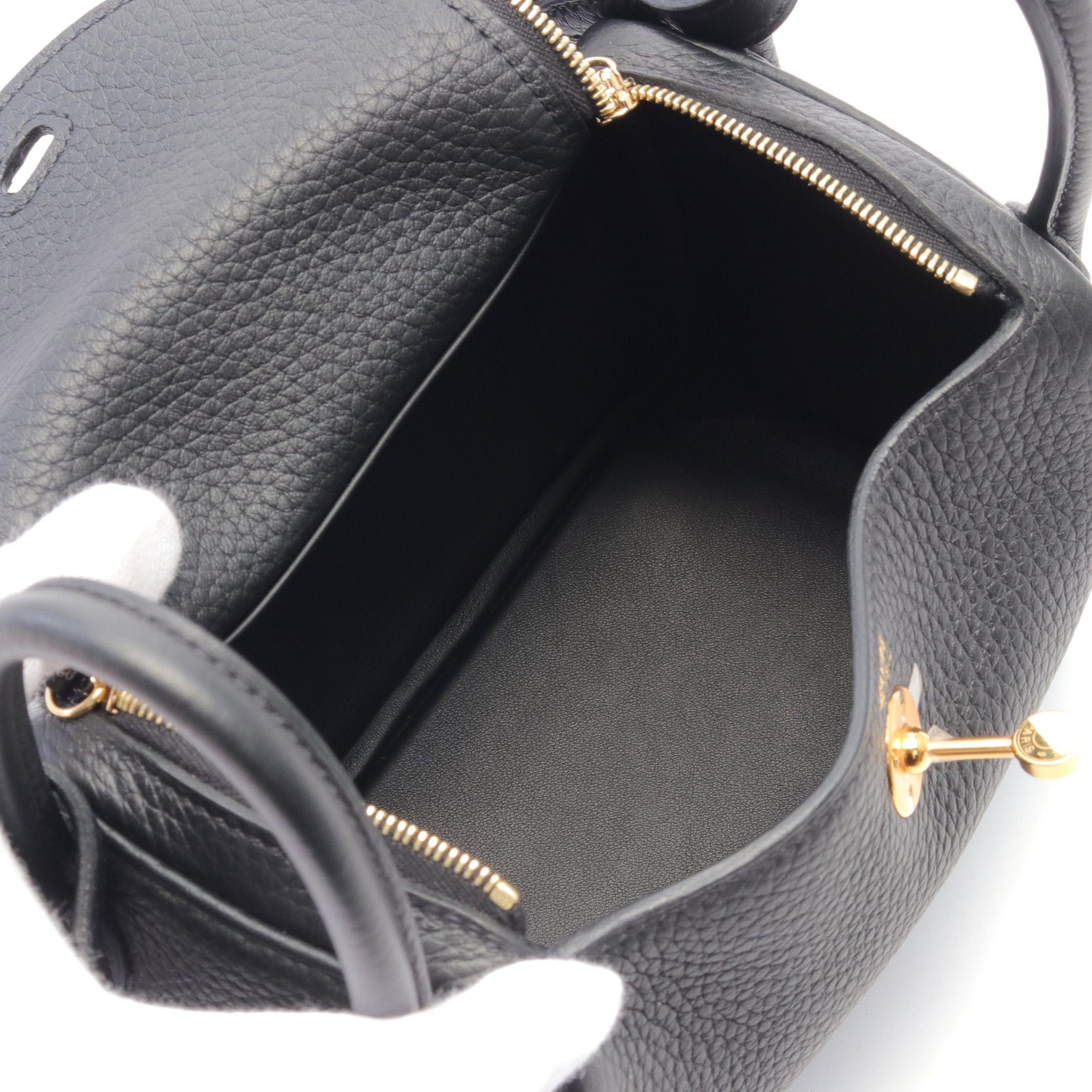 Hermes Hermes Lindy Mini Shoulder Bag Clemence Leather Black Gold Hardware U Stamp Size ONE SIZE - 3 Thumbnail