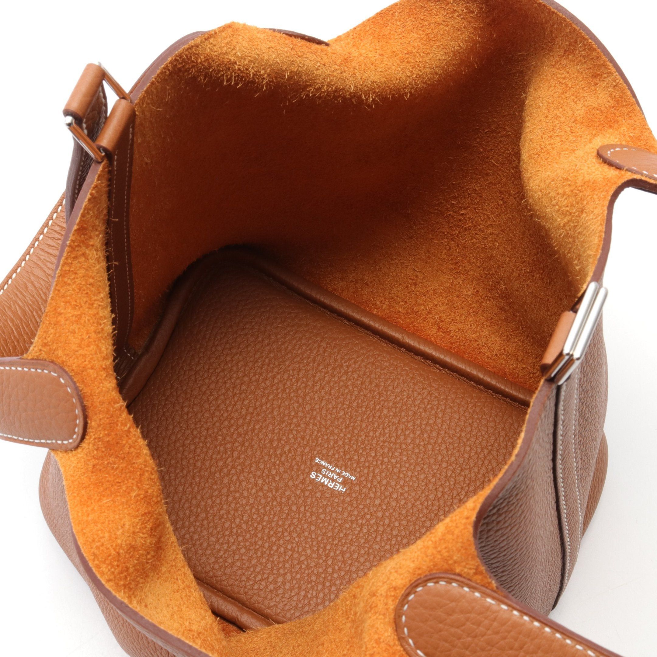 Hermes Hermes Picotan Lock Pm Gold Handbag Clemence Leather Brown Silver Hardware B Stamp Size ONE SIZE - 3 Thumbnail