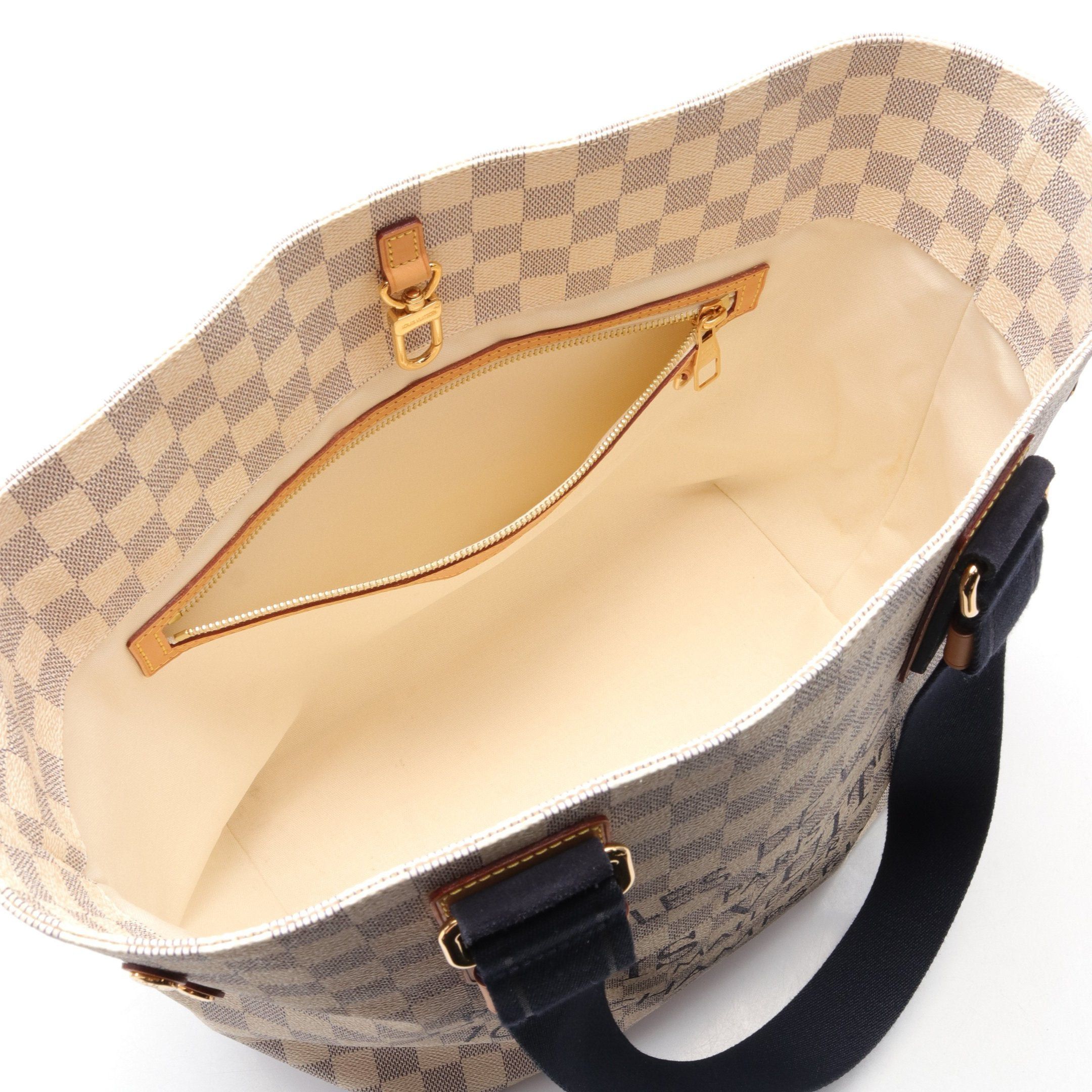 Louis Vuitton Louis Vuitton Plan Soleil Hippopotamus Pm Damier Azur Shoulder Bag Tote Suede Leather White Navy Size ONE SIZE - 3 Thumbnail