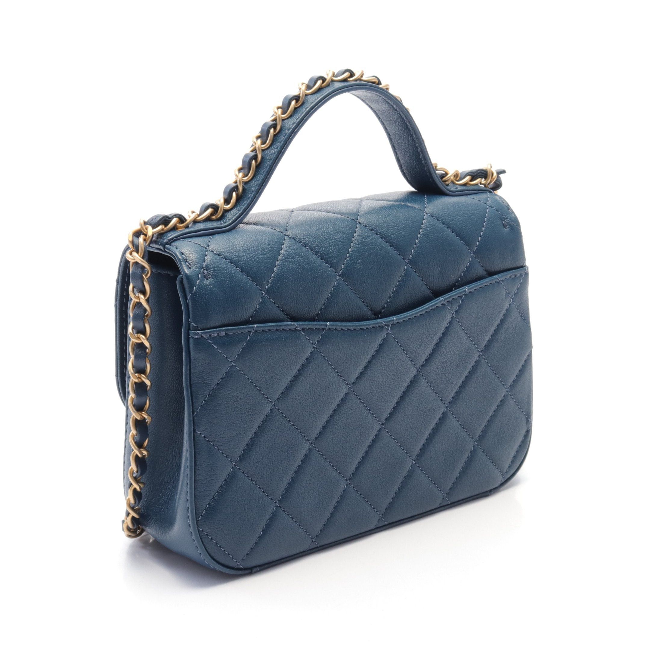 Chanel Chanel Chanel19 Matelasse Chain Shoulder Bag Leather Dark Blue Gold Hardware Size ONE SIZE - 2 Thumbnail