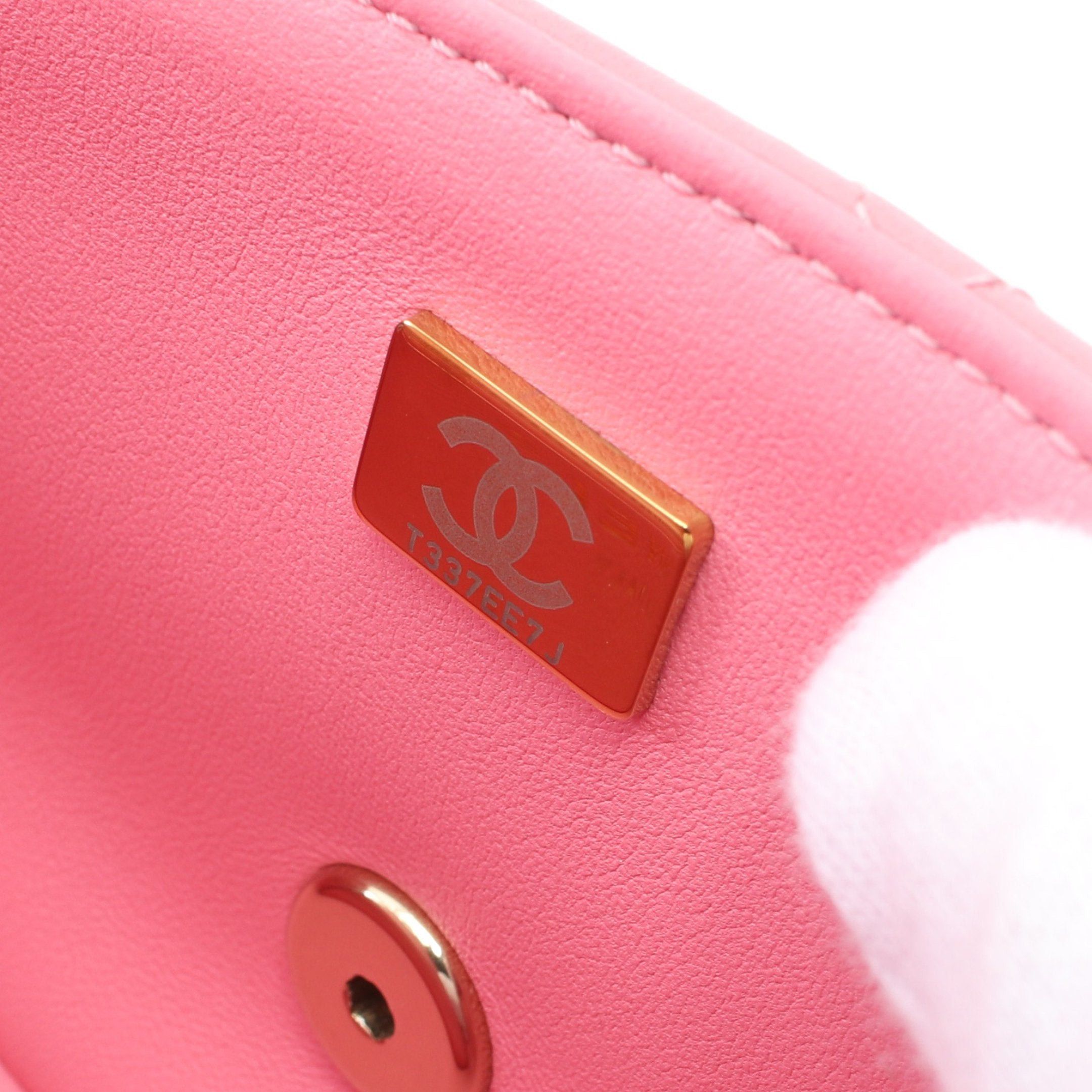 Chanel Chanel Matelasse Top Handle Mini Flap Chain Shoulder Bag Lambskin Pink Gold Hardware Size ONE SIZE - 5 Thumbnail