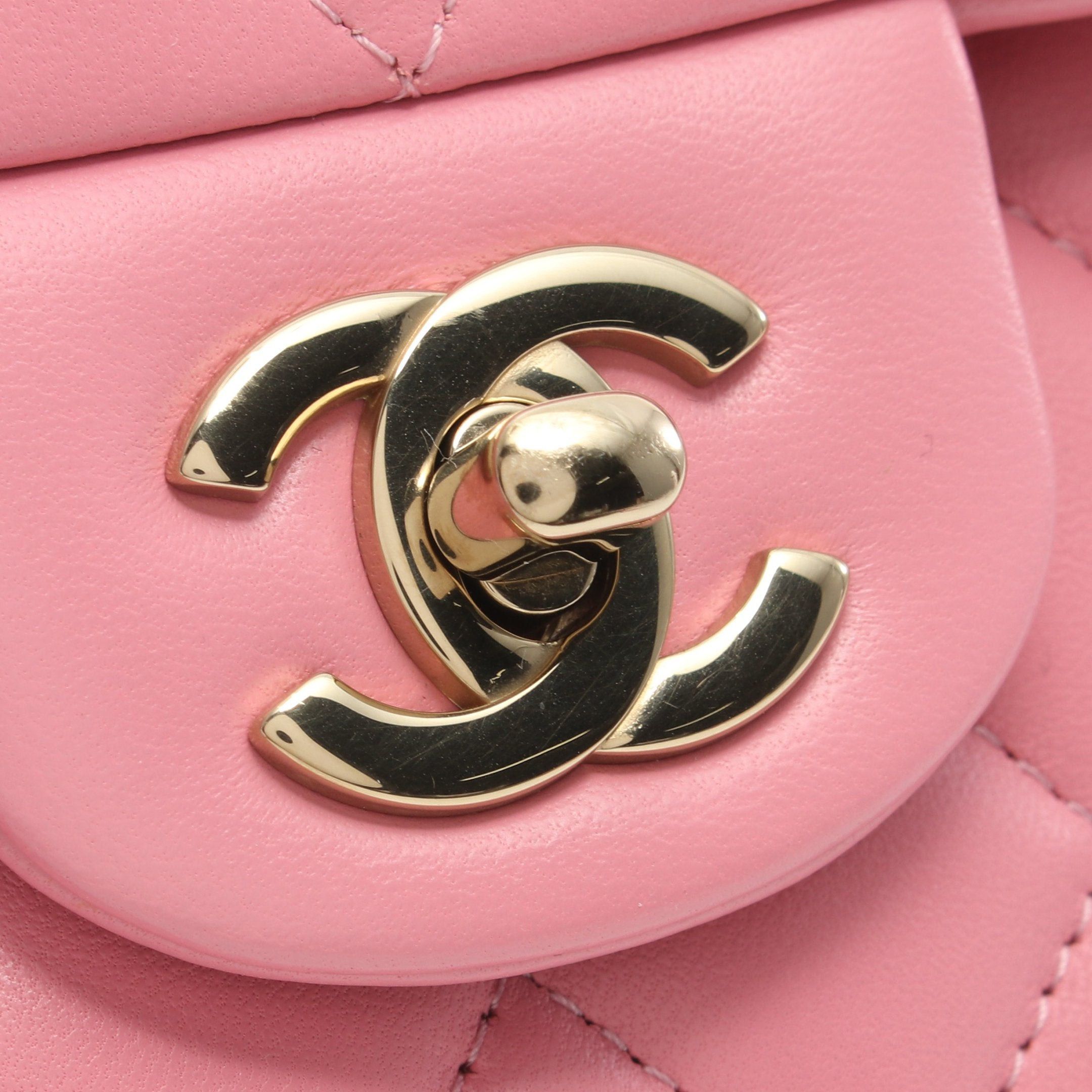 Chanel Chanel Matelasse Top Handle Mini Flap Chain Shoulder Bag Lambskin Pink Gold Hardware Size ONE SIZE - 7 Thumbnail