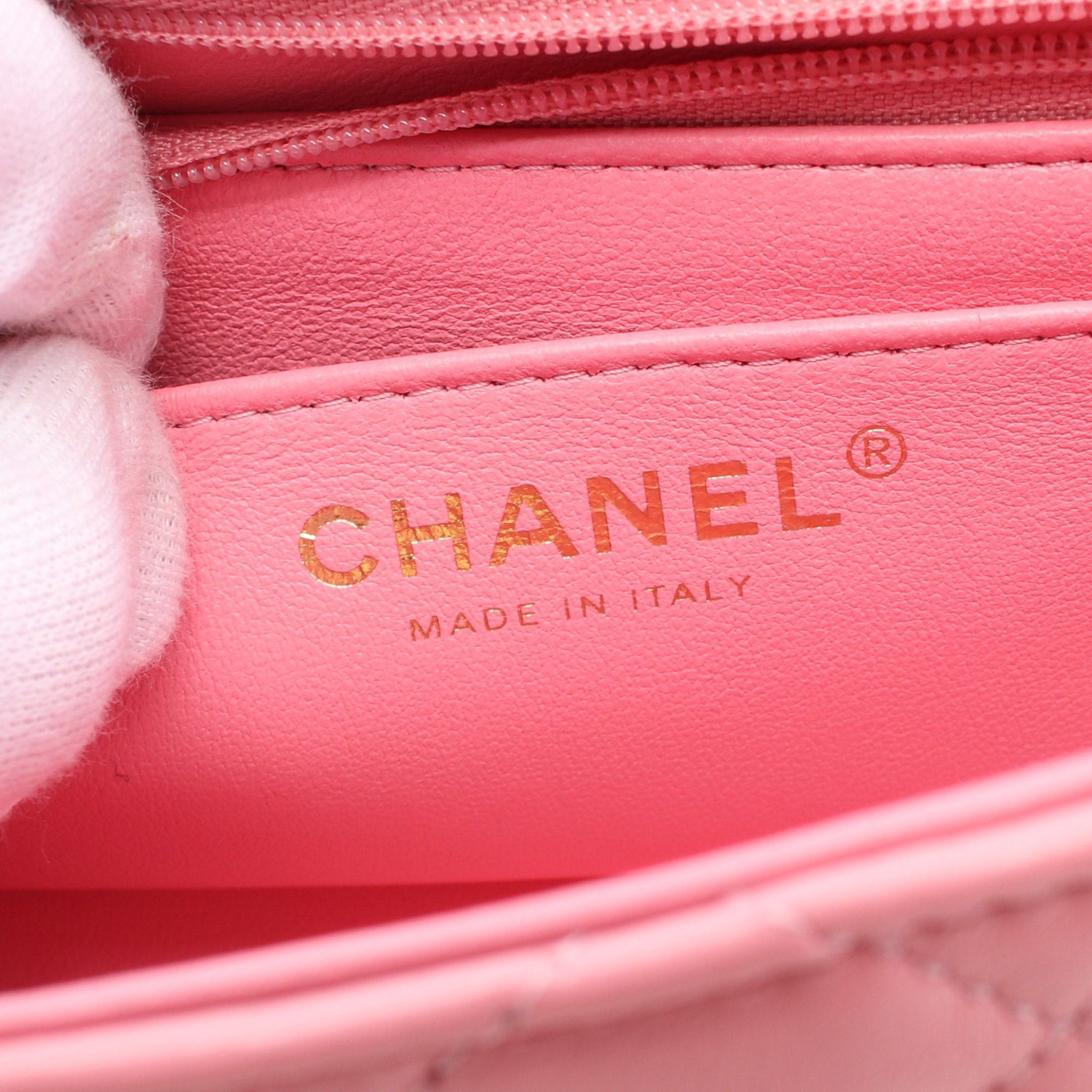 Chanel Chanel Matelasse Top Handle Mini Flap Chain Shoulder Bag Lambskin Pink Gold Hardware Size ONE SIZE - 4 Thumbnail