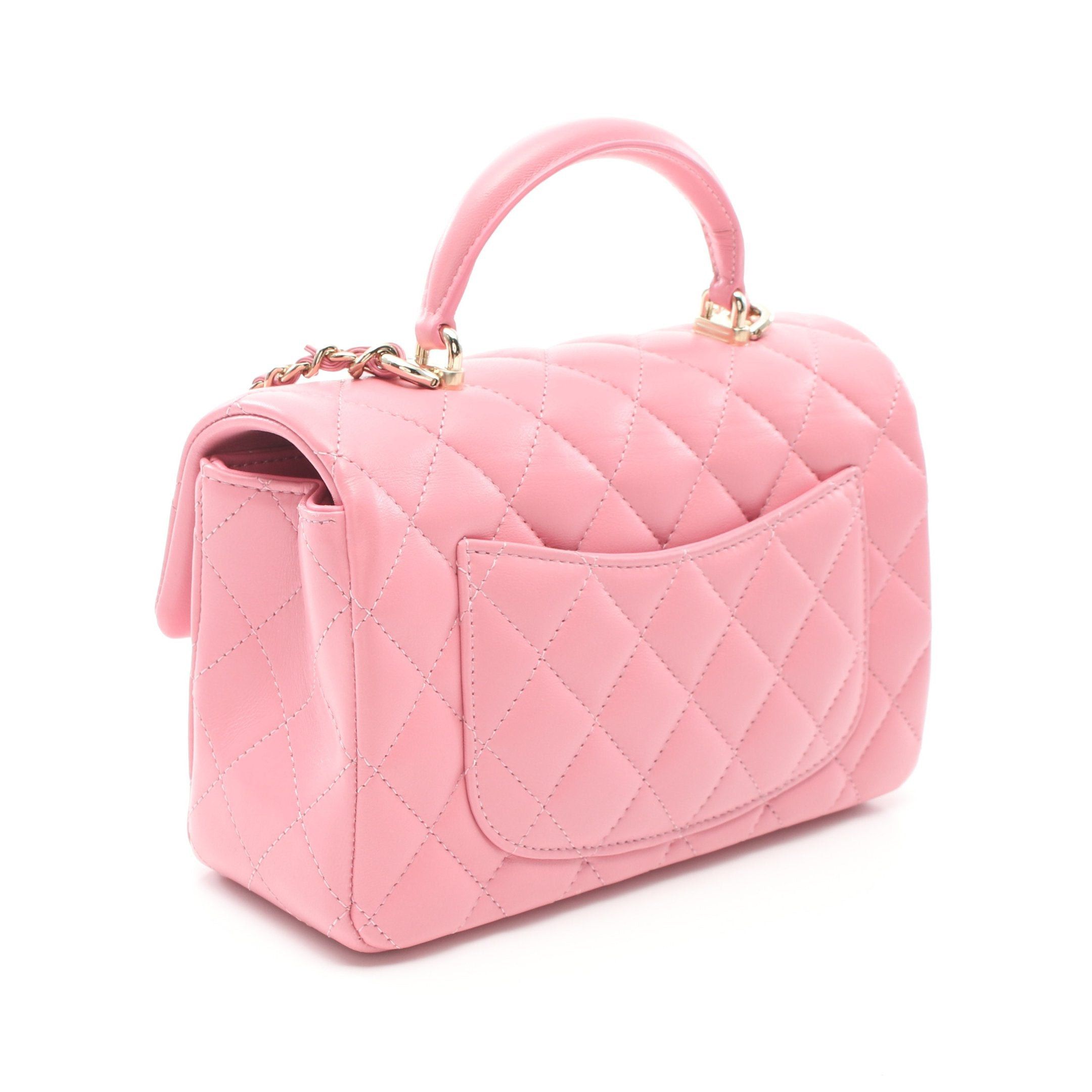 Chanel Chanel Matelasse Top Handle Mini Flap Chain Shoulder Bag Lambskin Pink Gold Hardware Size ONE SIZE - 2 Thumbnail