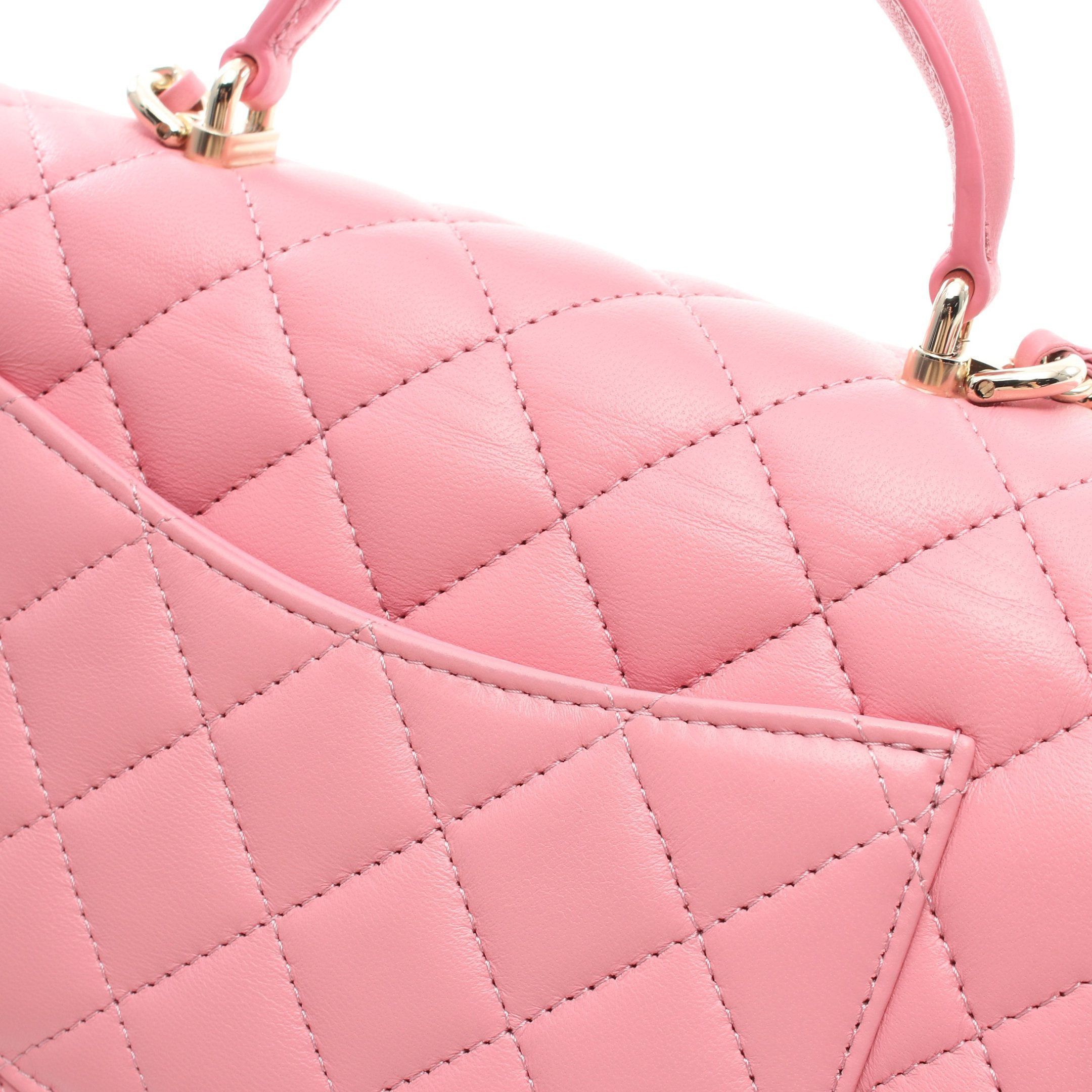 Chanel Chanel Matelasse Top Handle Mini Flap Chain Shoulder Bag Lambskin Pink Gold Hardware Size ONE SIZE - 6 Thumbnail