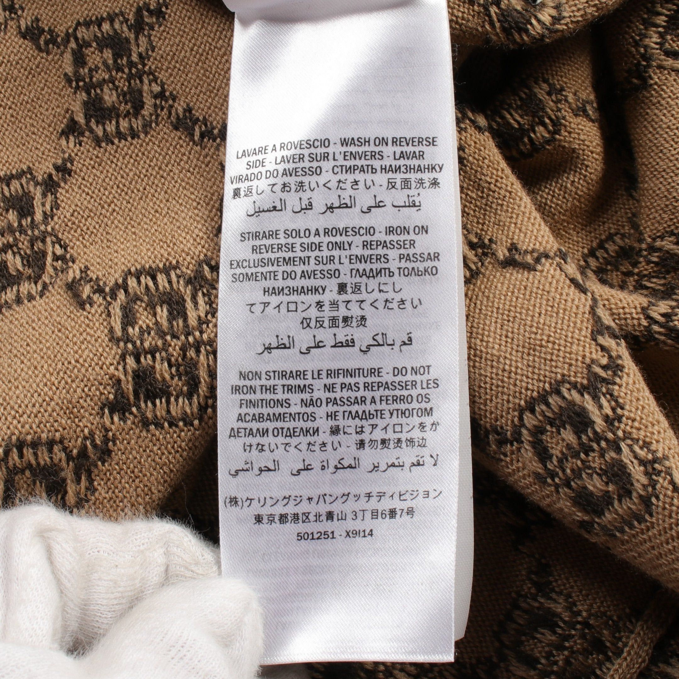 Gucci Gucci Gg Pattern Cardigan Rame Wool Beige Black Gold Size ONE SIZE - 4 Thumbnail