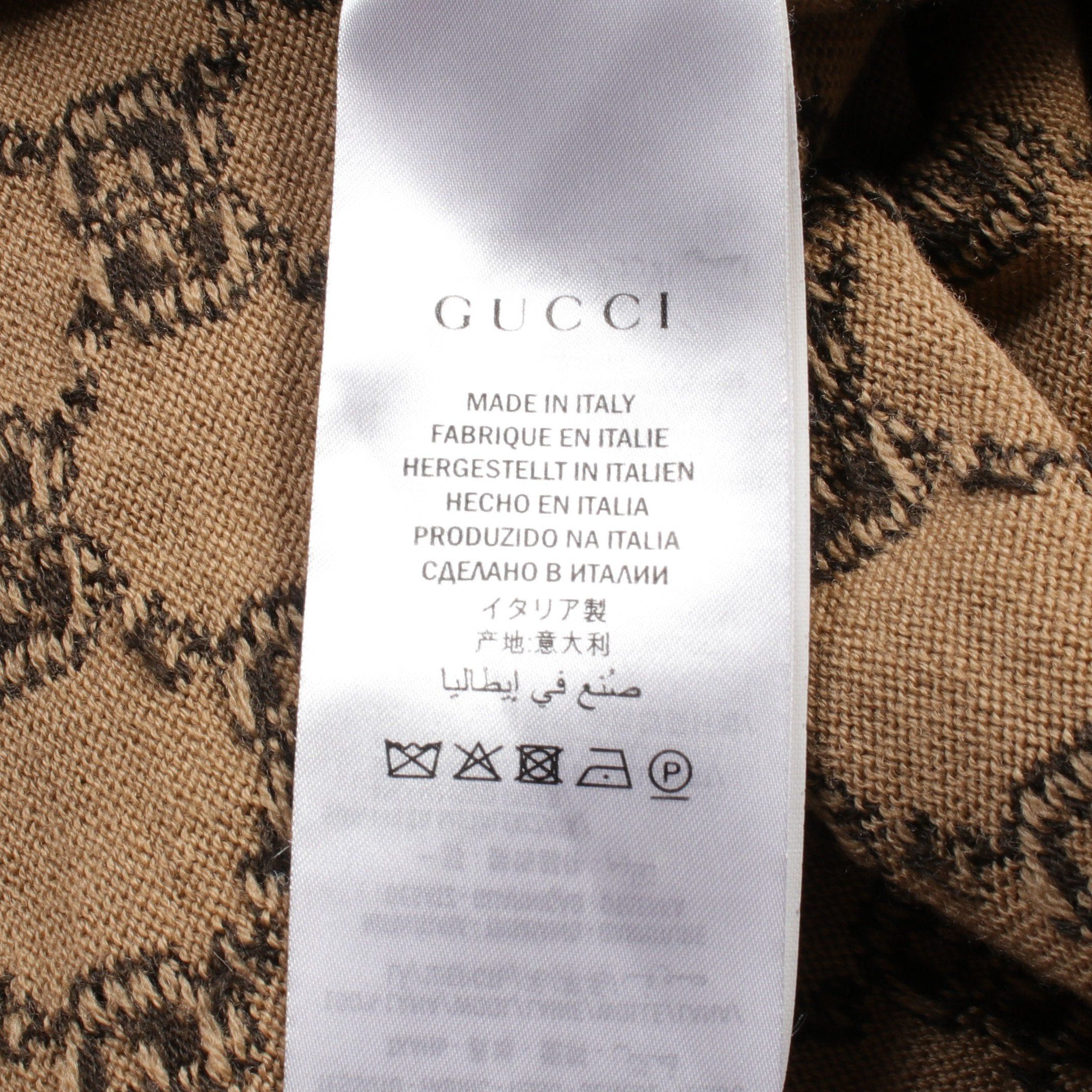 Gucci Gucci Gg Pattern Cardigan Rame Wool Beige Black Gold Size ONE SIZE - 7 Thumbnail