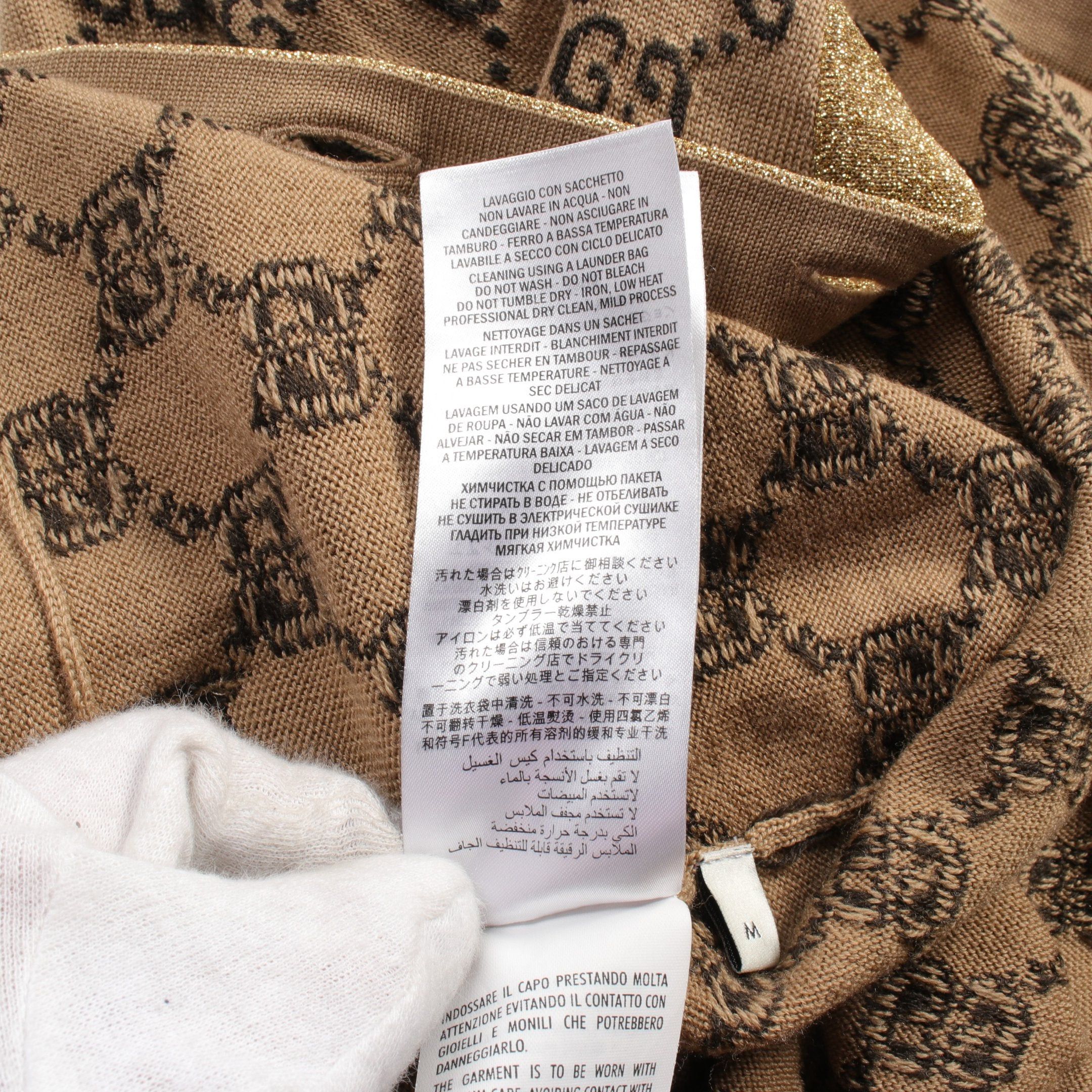 Gucci Gucci Gg Pattern Cardigan Rame Wool Beige Black Gold Size ONE SIZE - 6 Thumbnail