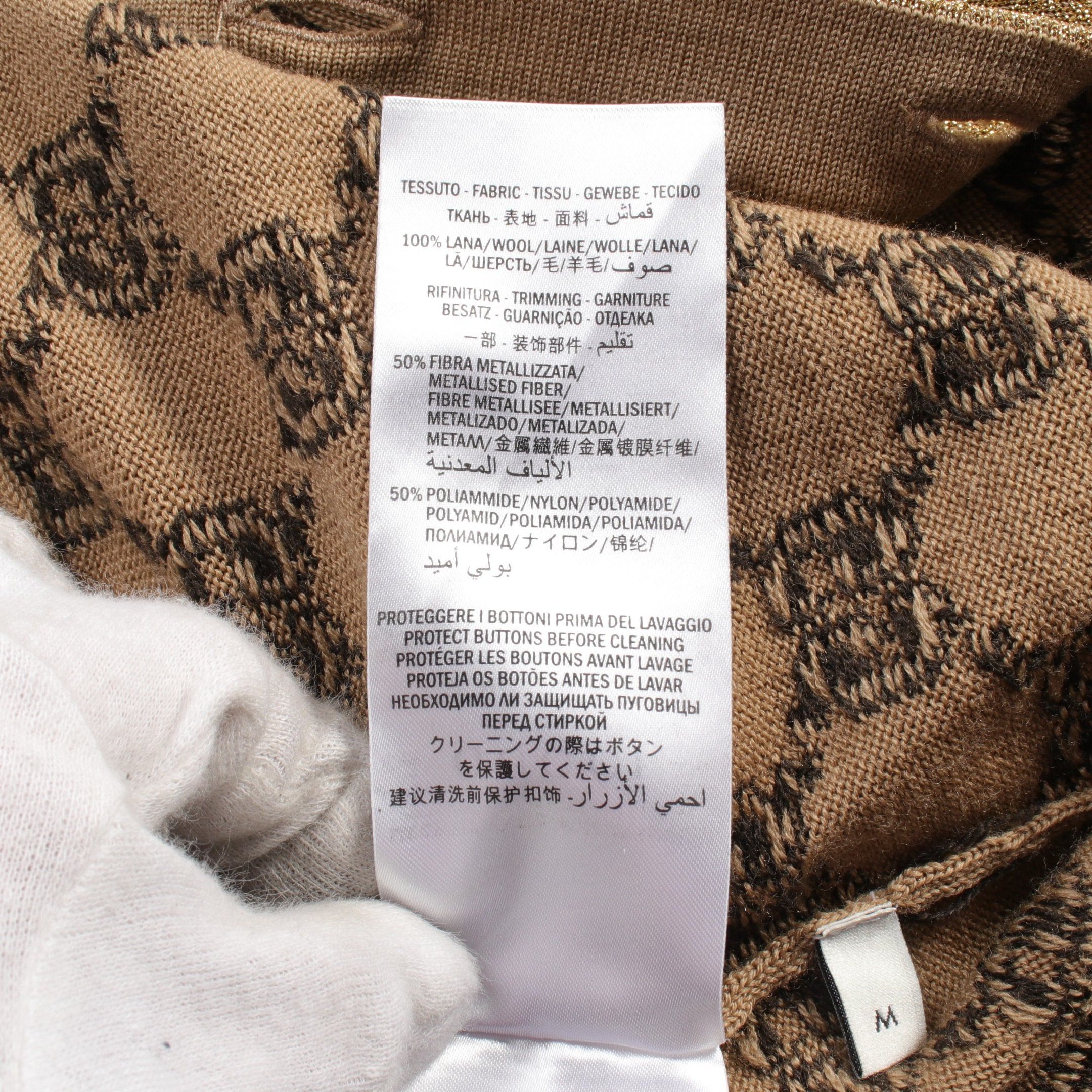 Gucci Gucci Gg Pattern Cardigan Rame Wool Beige Black Gold Size ONE SIZE - 5 Thumbnail