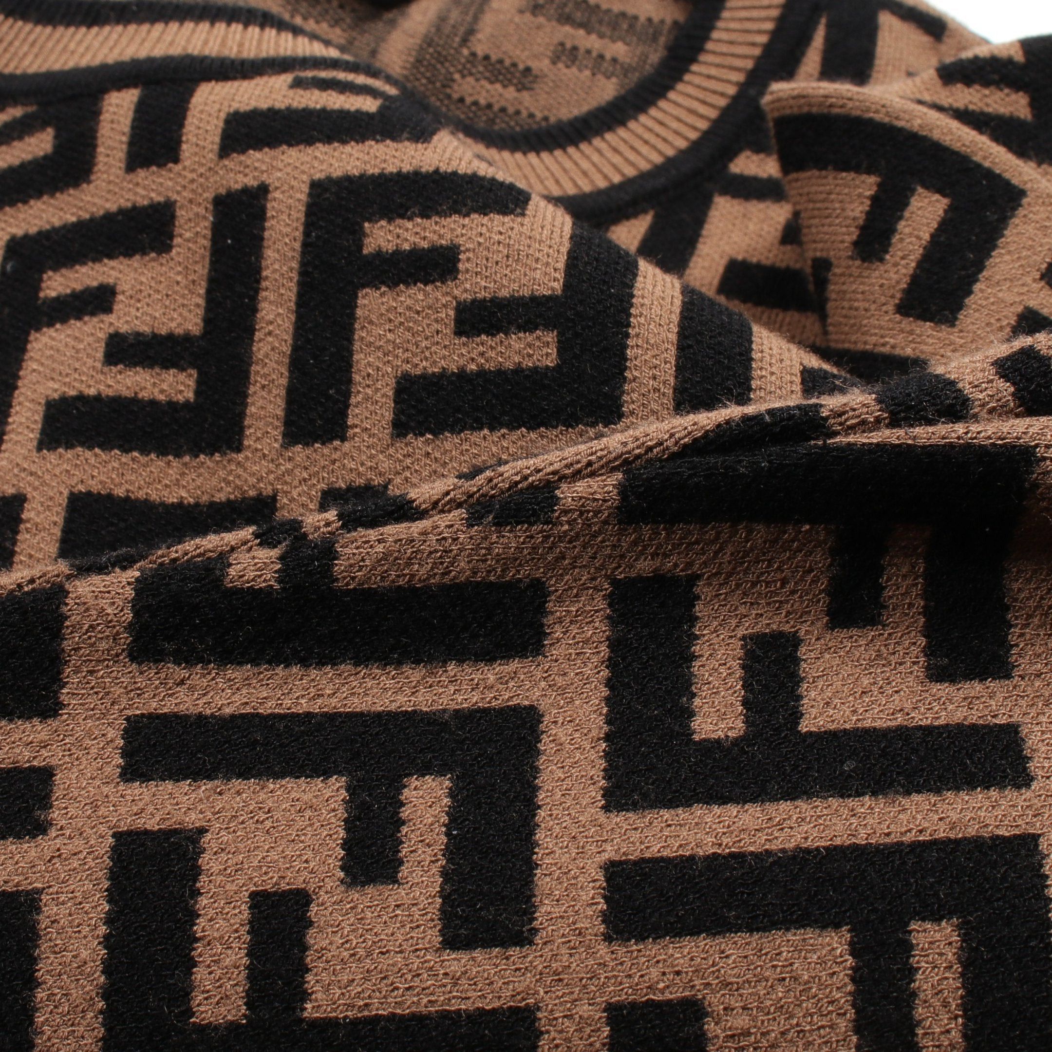 Fendi Fendi Ff Monogram Pullover Knit Crew Neck Rayon Brown Black Size ONE SIZE - 8 Thumbnail