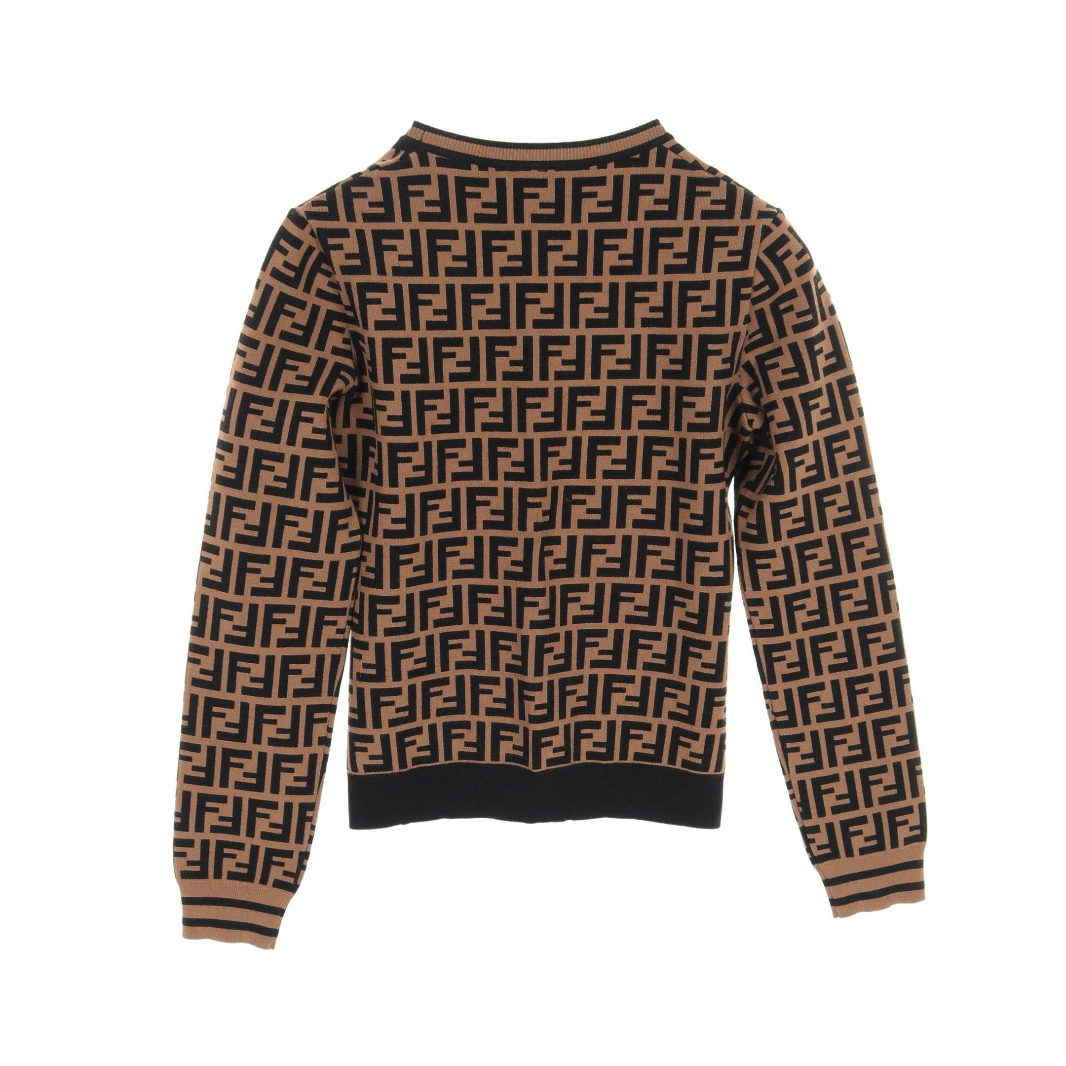 Fendi Fendi Ff Monogram Pullover Knit Crew Neck Rayon Brown Black Size ONE SIZE - 2 Thumbnail