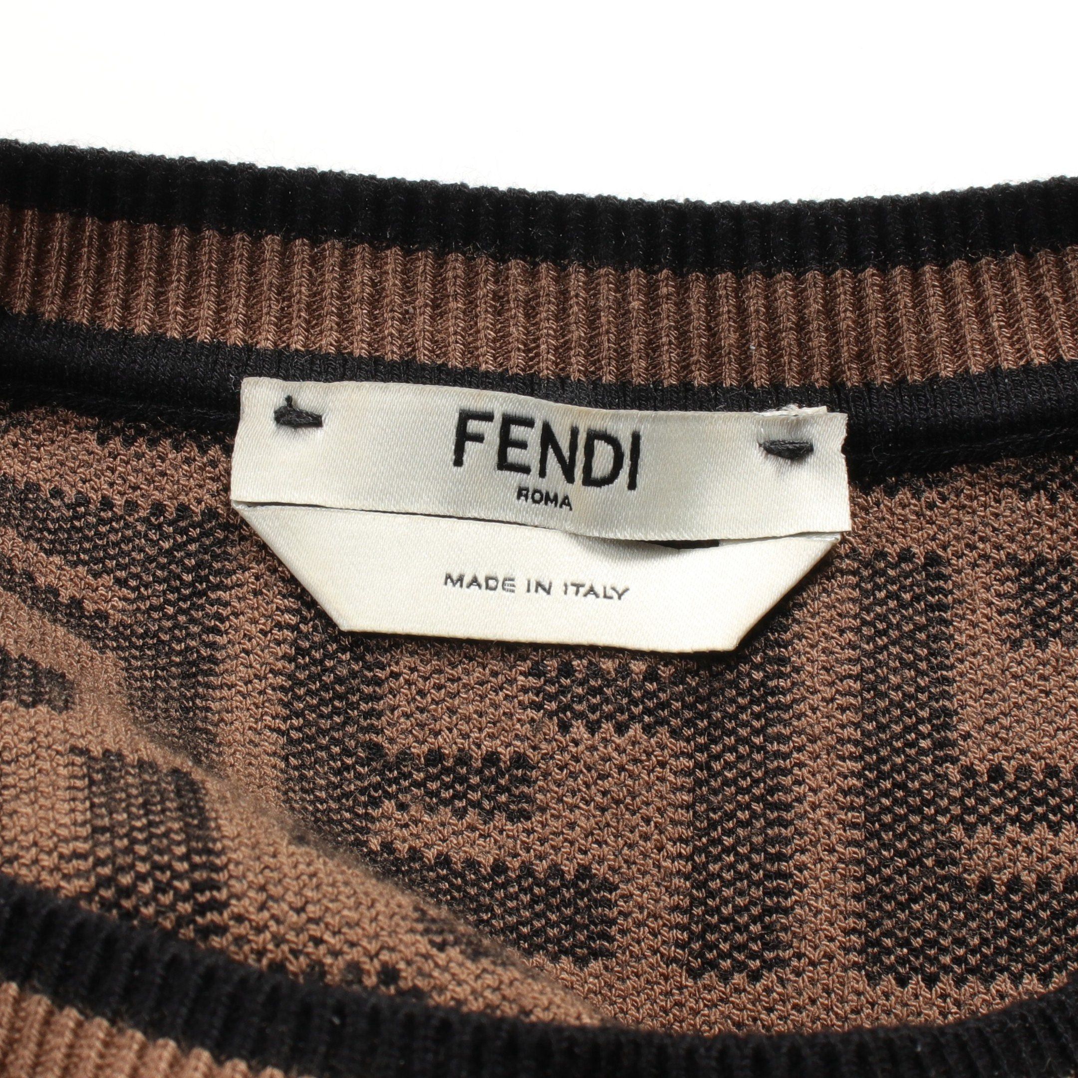 Fendi Fendi Ff Monogram Pullover Knit Crew Neck Rayon Brown Black Size ONE SIZE - 3 Thumbnail