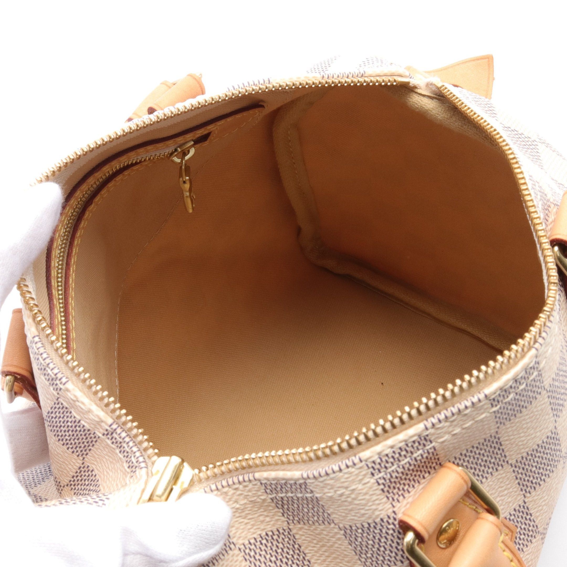 Louis Vuitton Louis Vuitton Speedy 25 Damier Azur Handbag Leather White Size ONE SIZE - 3 Thumbnail