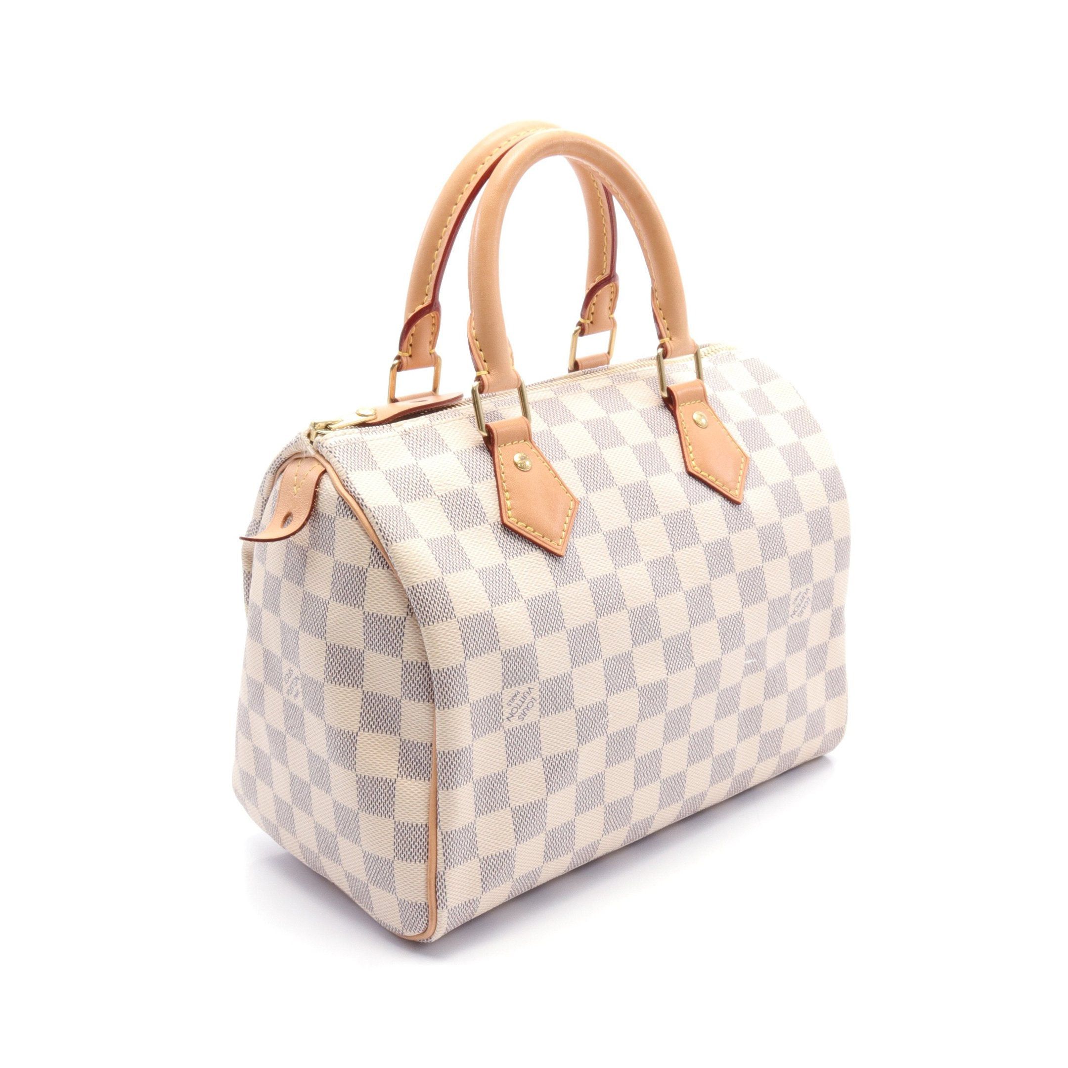 Louis Vuitton Louis Vuitton Speedy 25 Damier Azur Handbag Leather White Size ONE SIZE - 2 Thumbnail