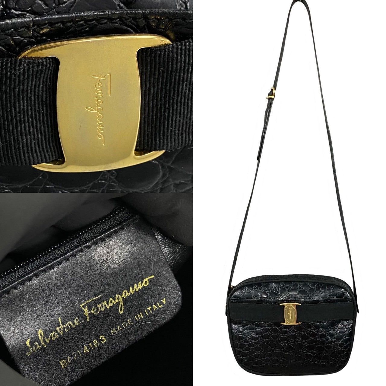Salvatore Ferragamo Salvatore Ferragamo Shoulder Bag Black Leather Size ONE SIZE - 3 Thumbnail