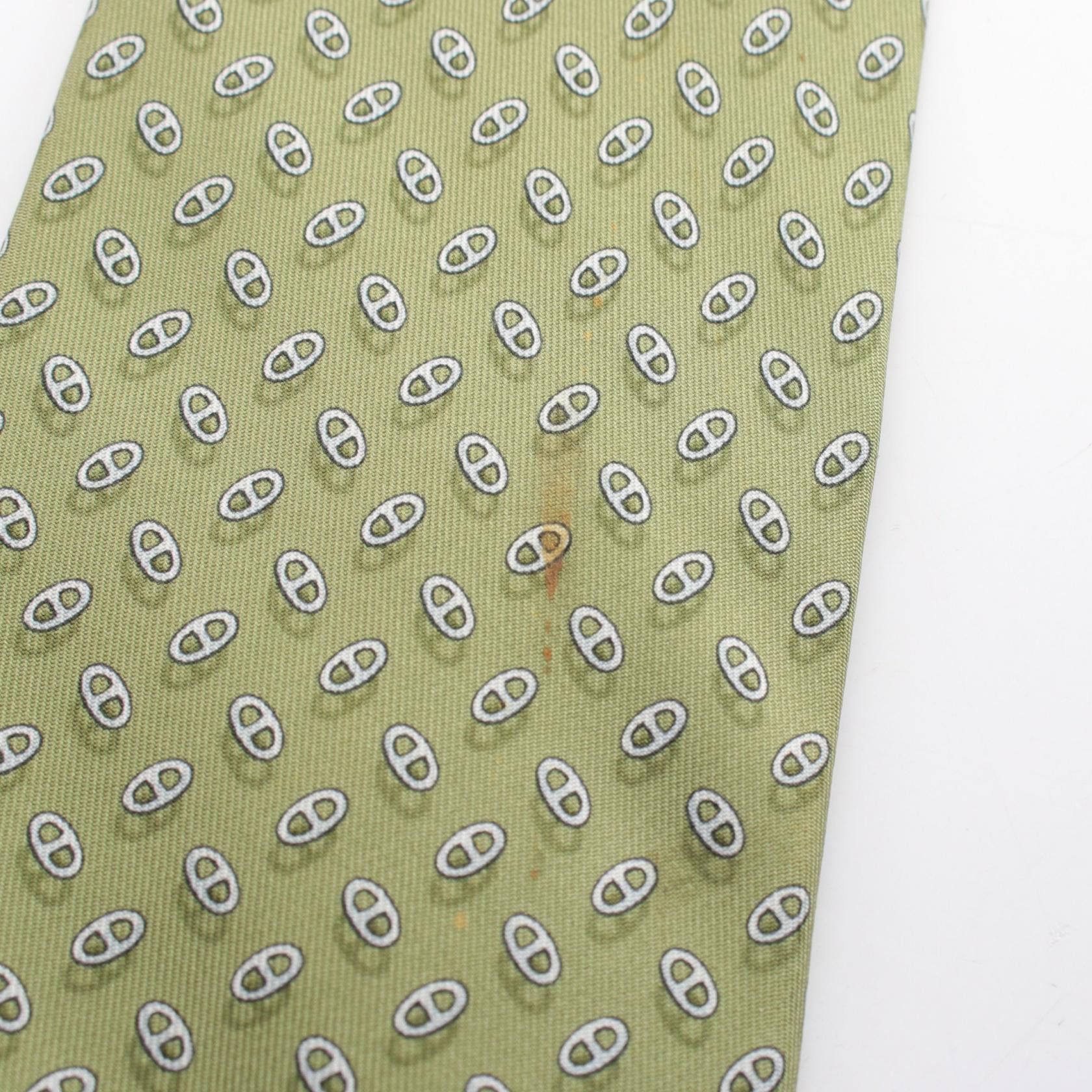 Hermes Hermes Chaine Pattern Tie Silk Green Size ONE SIZE - 6 Thumbnail
