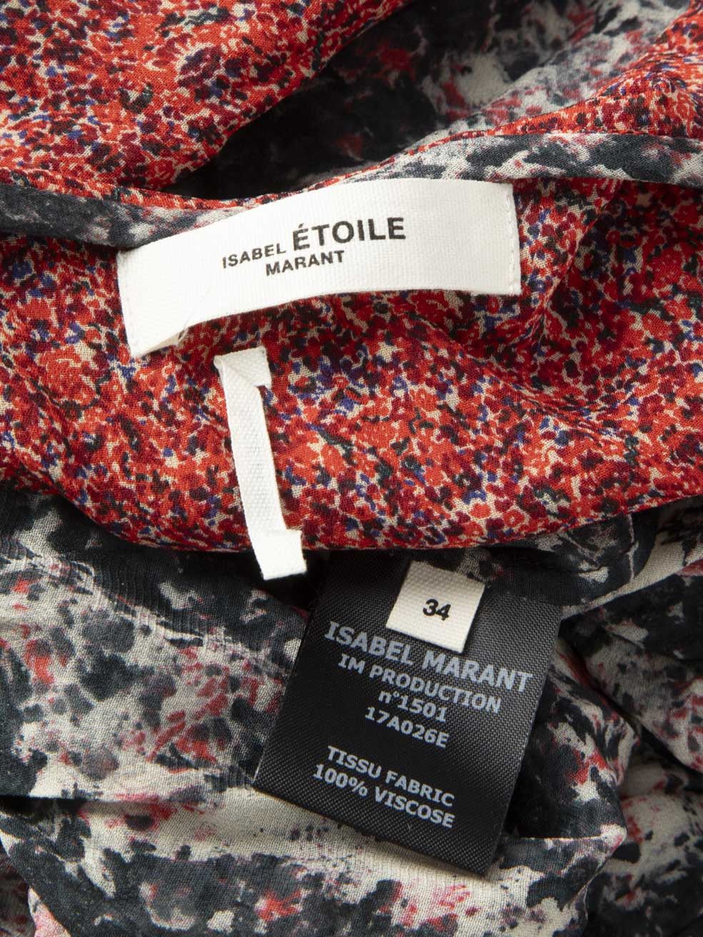 Isabel Marant Isabel Marant Étoile Abstract Print Short Sleeve Dress Size XS / US 0-2 / IT 36-38 - 6 Thumbnail