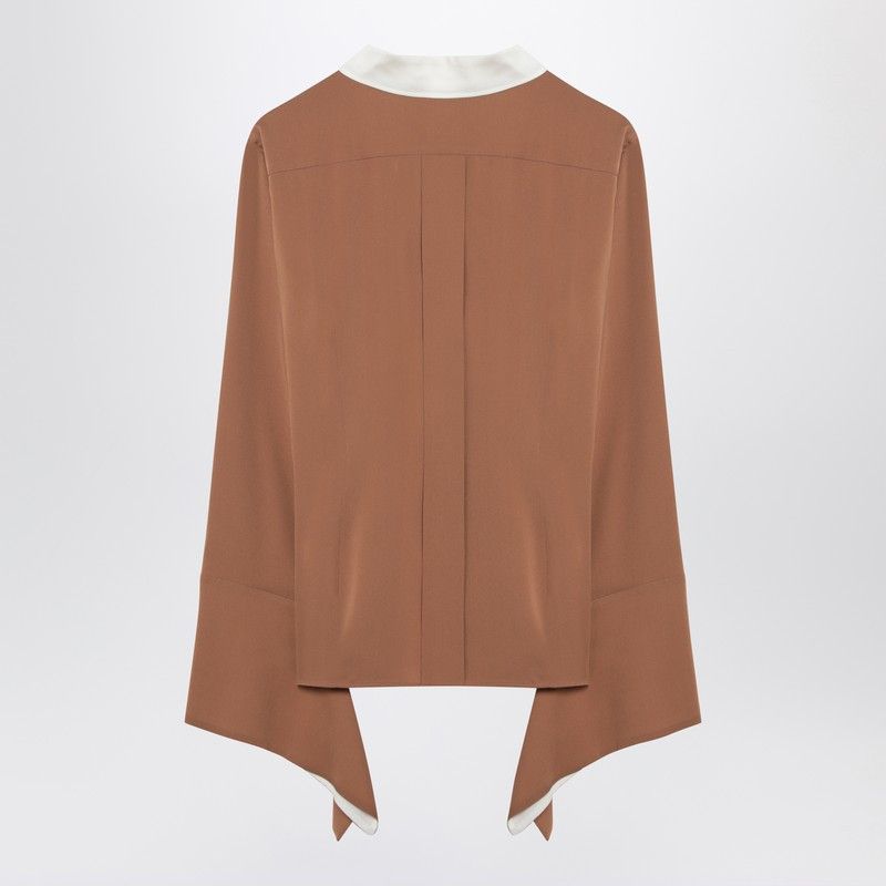 Max Mara Max Mara Camel Silk Colour-Block Shirt Size S / US 4 / IT 40 - 2 Thumbnail