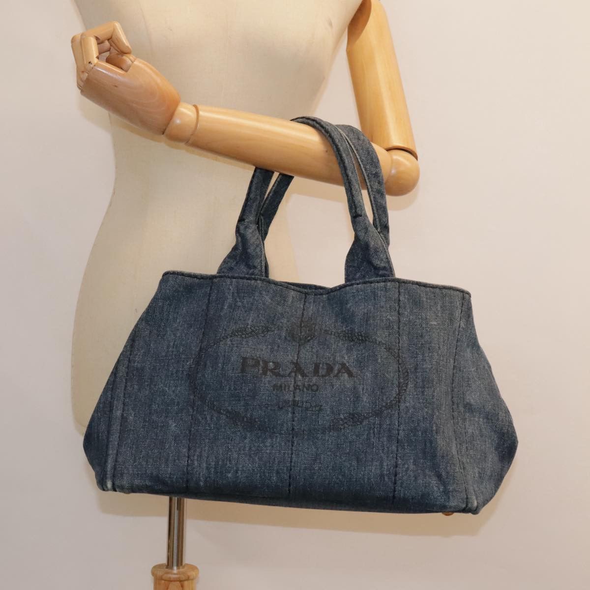 Prada Canapa Navy Canvas Handbag (Pre-Owned) Size ONE SIZE - 16 Thumbnail