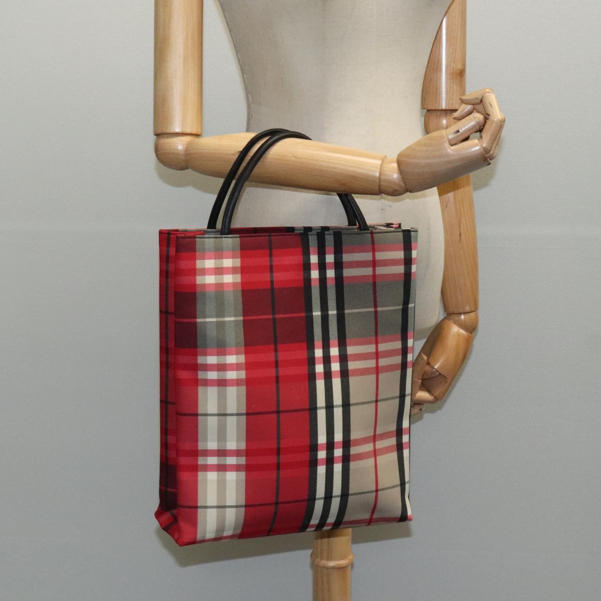 Burberry Nova Check Red Canvas Tote Bag (Pre-Owned) Size ONE SIZE - 13 Thumbnail