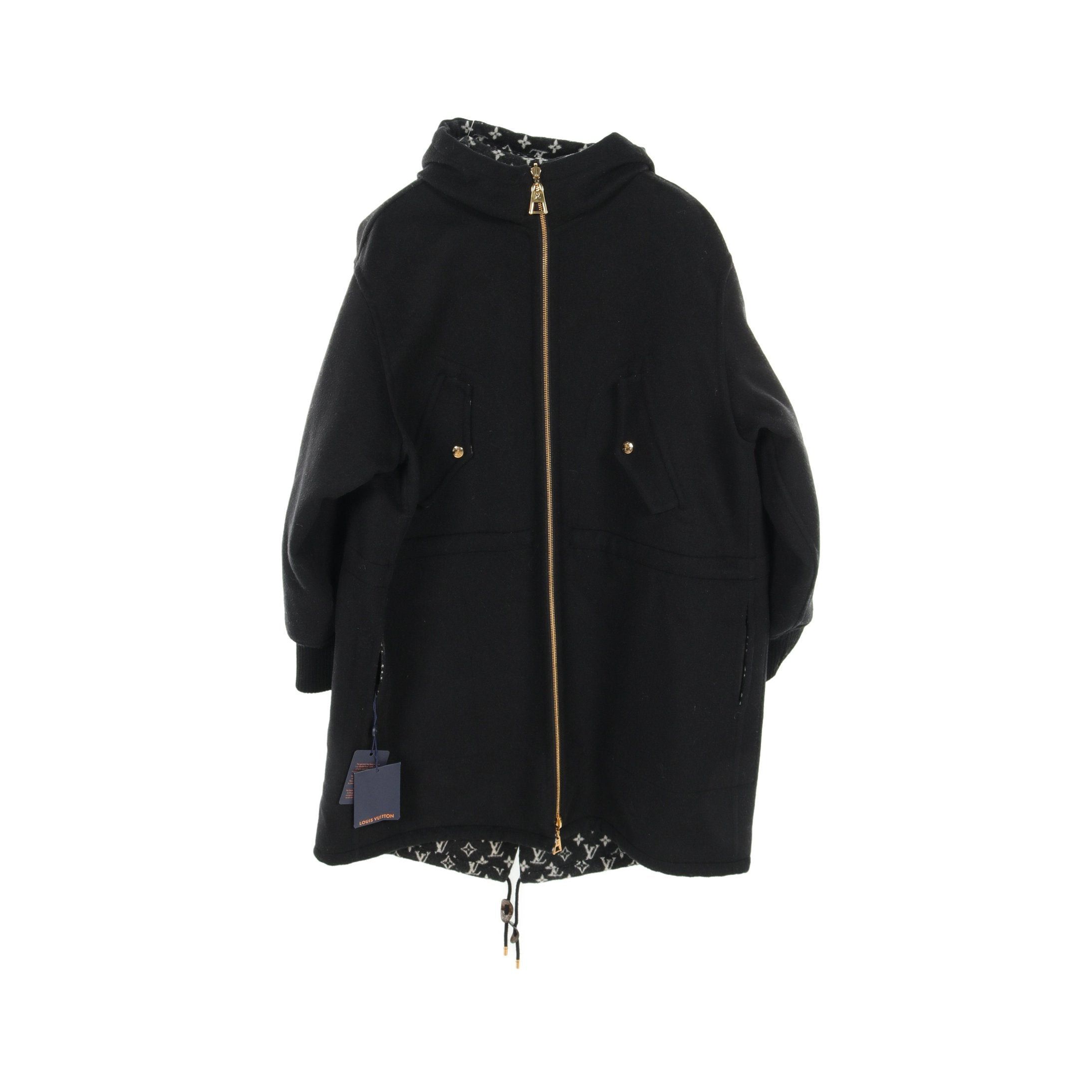 Louis Vuitton Louis Vuitton Monogram Coat Wool Silk Black White Hooded Reversible Size ONE SIZE - 3 Thumbnail