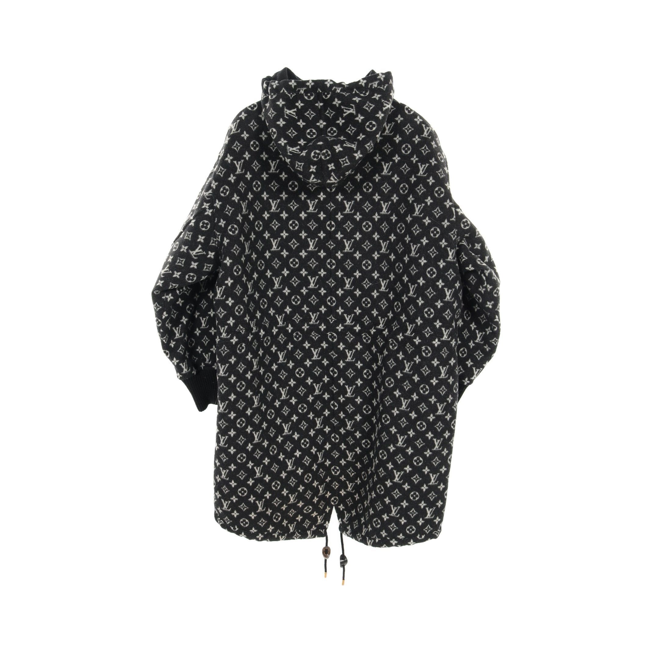 Louis Vuitton Louis Vuitton Monogram Coat Wool Silk Black White Hooded Reversible Size ONE SIZE - 2 Thumbnail