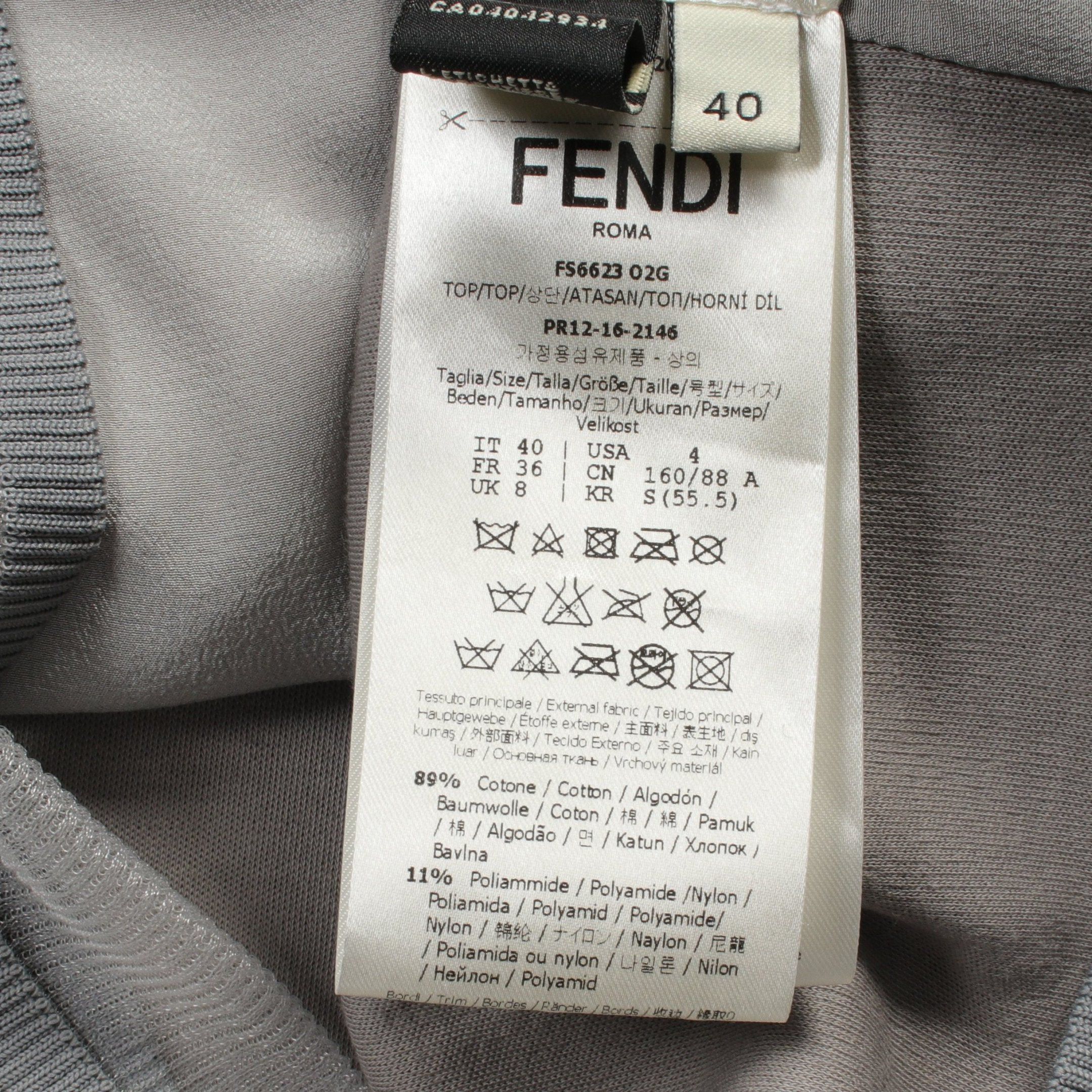 Fendi Fendi Karl Loves Sweatshirt Lagerfeld Mesh Switching Cotton Nylon Gray Size ONE SIZE - 5 Thumbnail