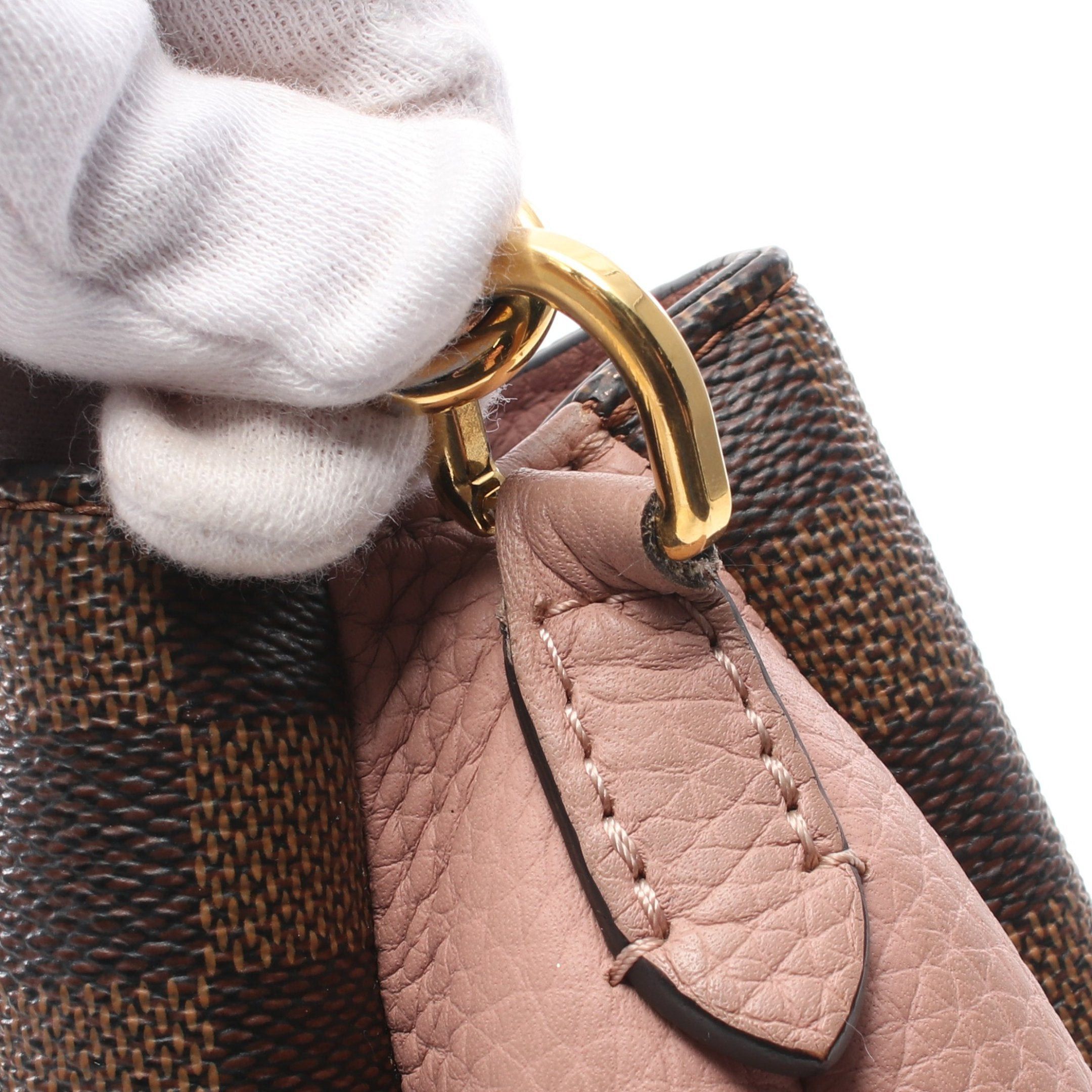 Louis Vuitton Louis Vuitton Brittany Damier Ebene Magnolia Handbag Leather Brown Coral Pink Size ONE SIZE - 8 Thumbnail