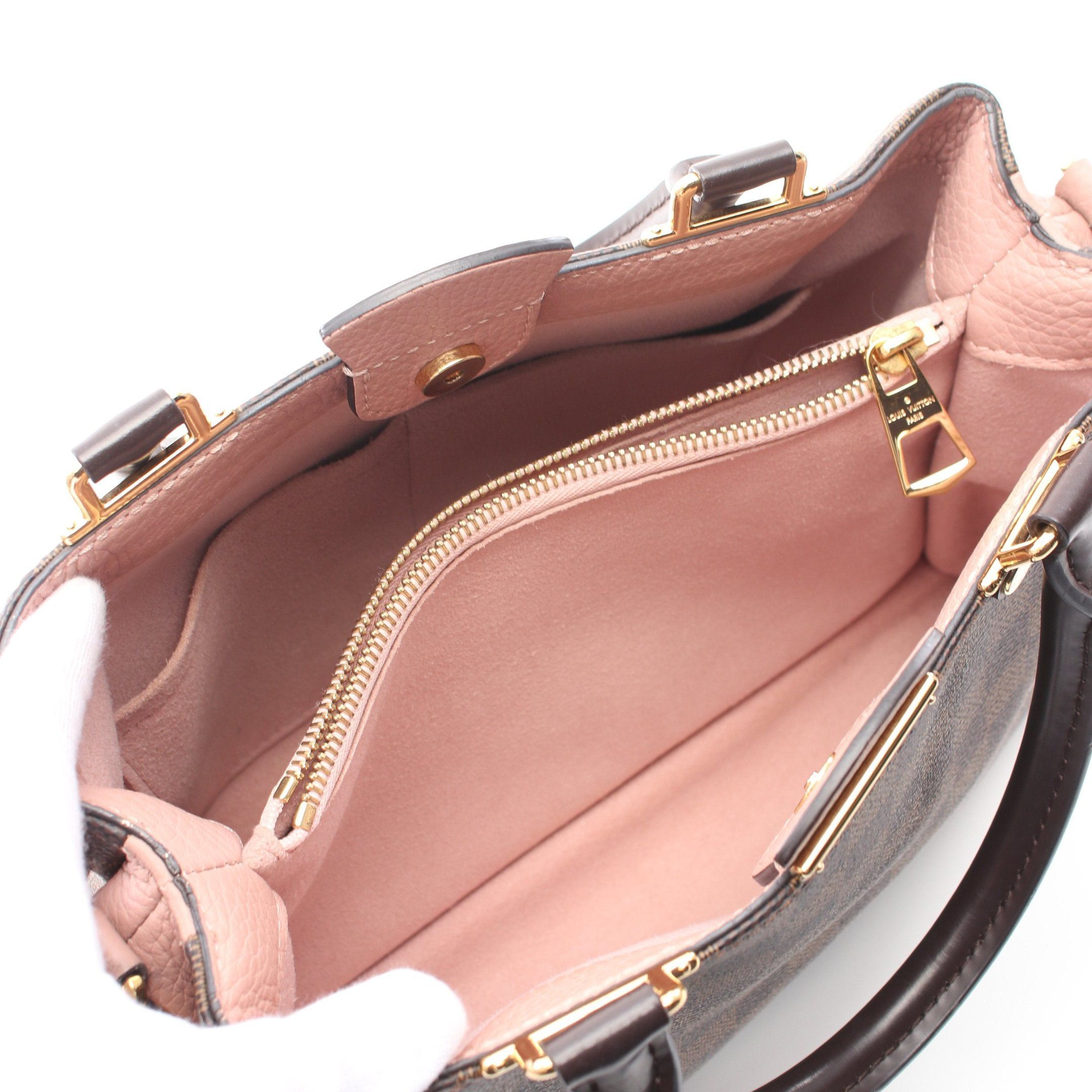Louis Vuitton Louis Vuitton Brittany Damier Ebene Magnolia Handbag Leather Brown Coral Pink Size ONE SIZE - 3 Thumbnail