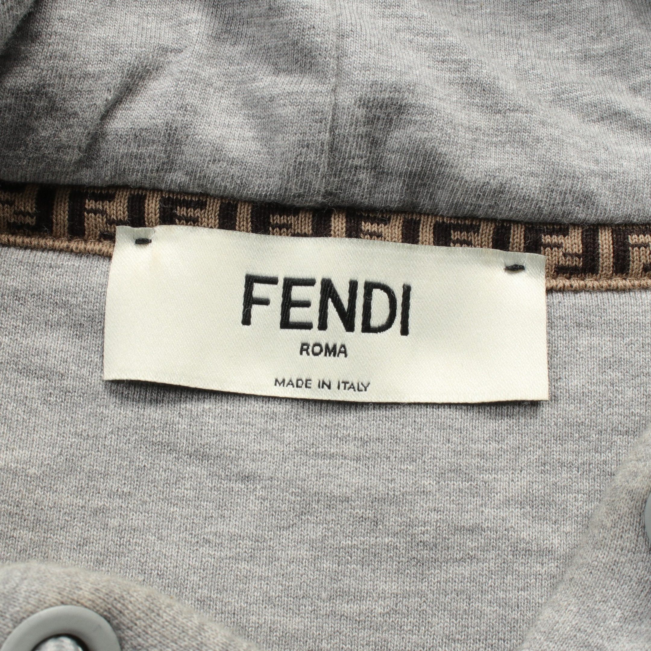 Fendi Fendi Pullover Hoodie Logo Embroidery Cotton Gray Size ONE SIZE - 3 Thumbnail