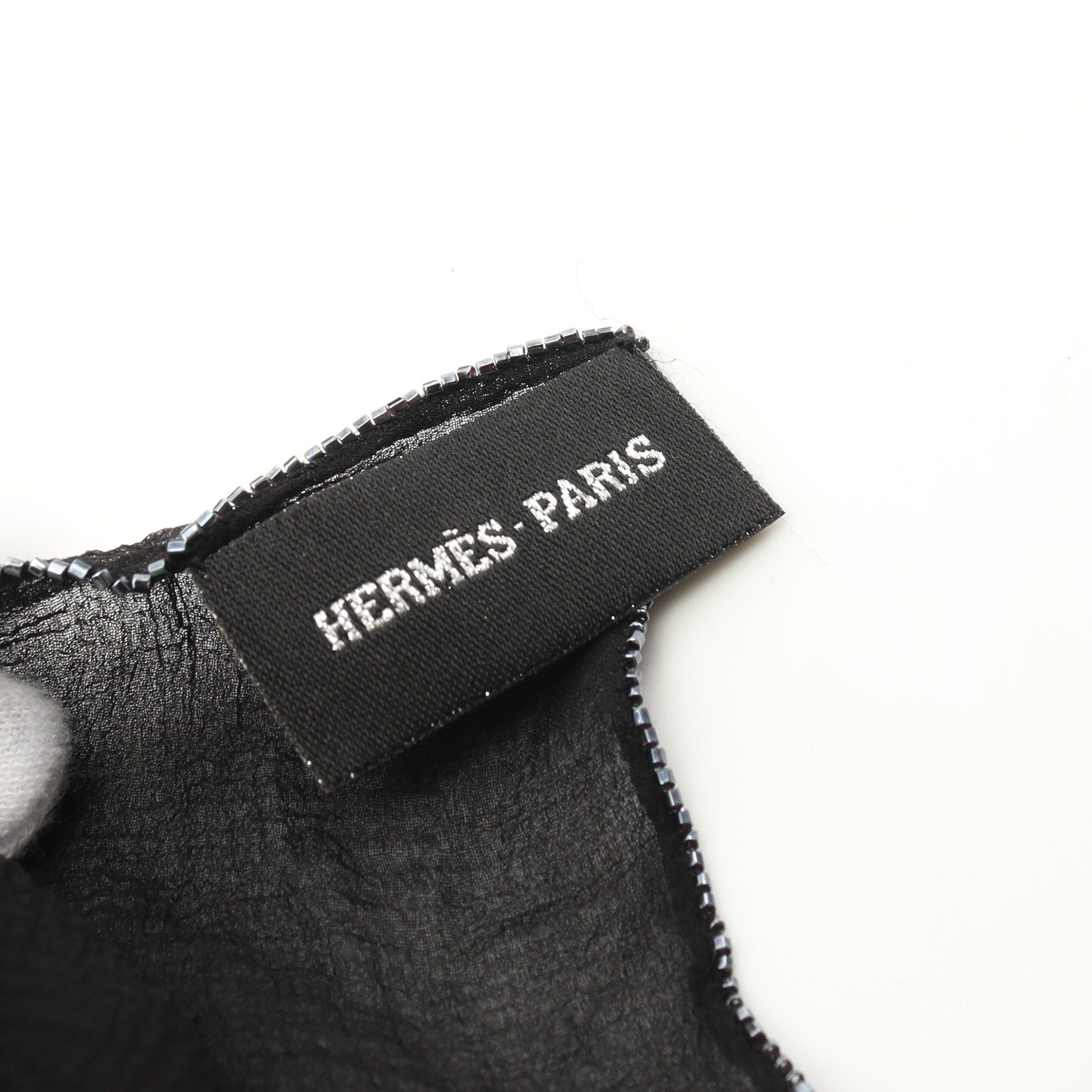Hermes Hermes Muslin Scarf Silk Black Navy Beads Size ONE SIZE - 2 Thumbnail