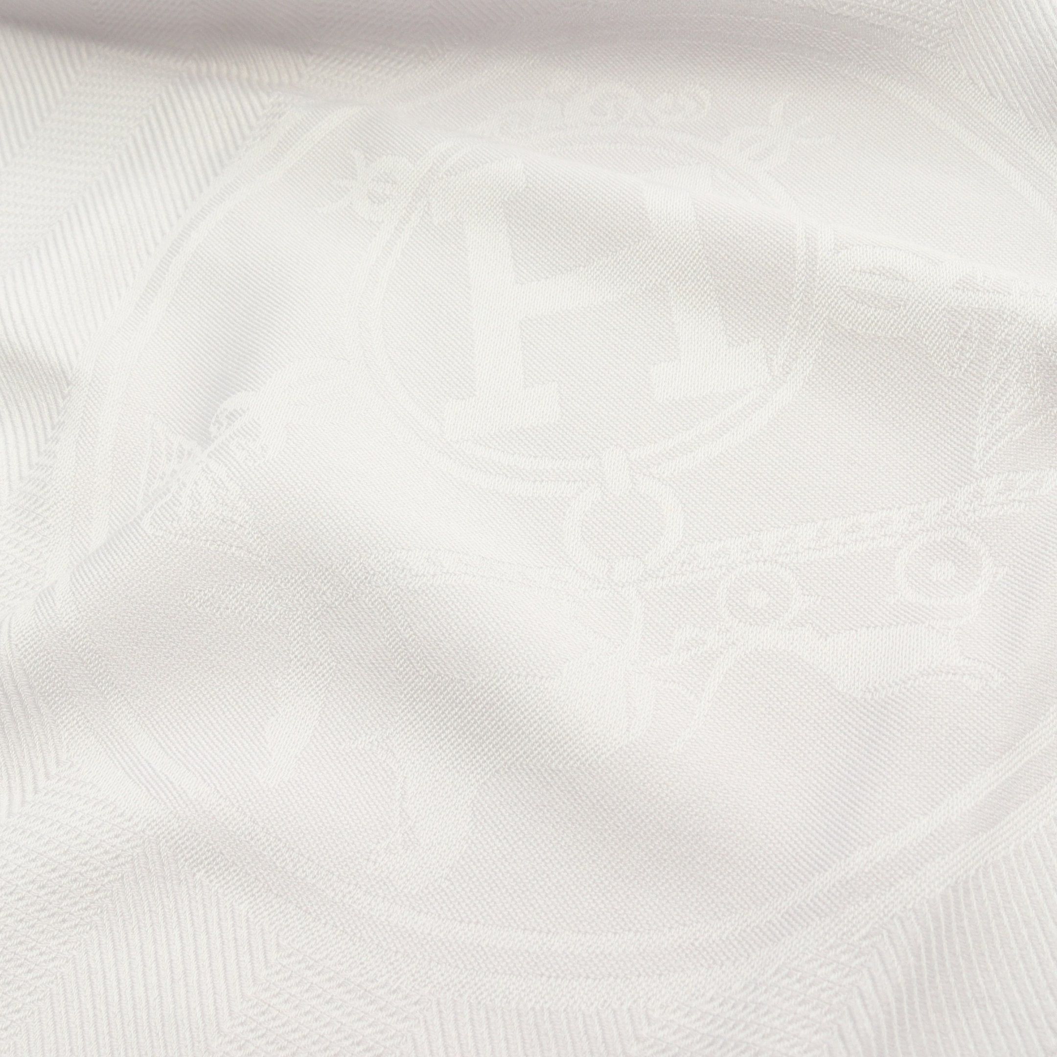 Hermes Hermes New Libris Stall Shawl Cashmere Silk Light Gray Size ONE SIZE - 4 Thumbnail