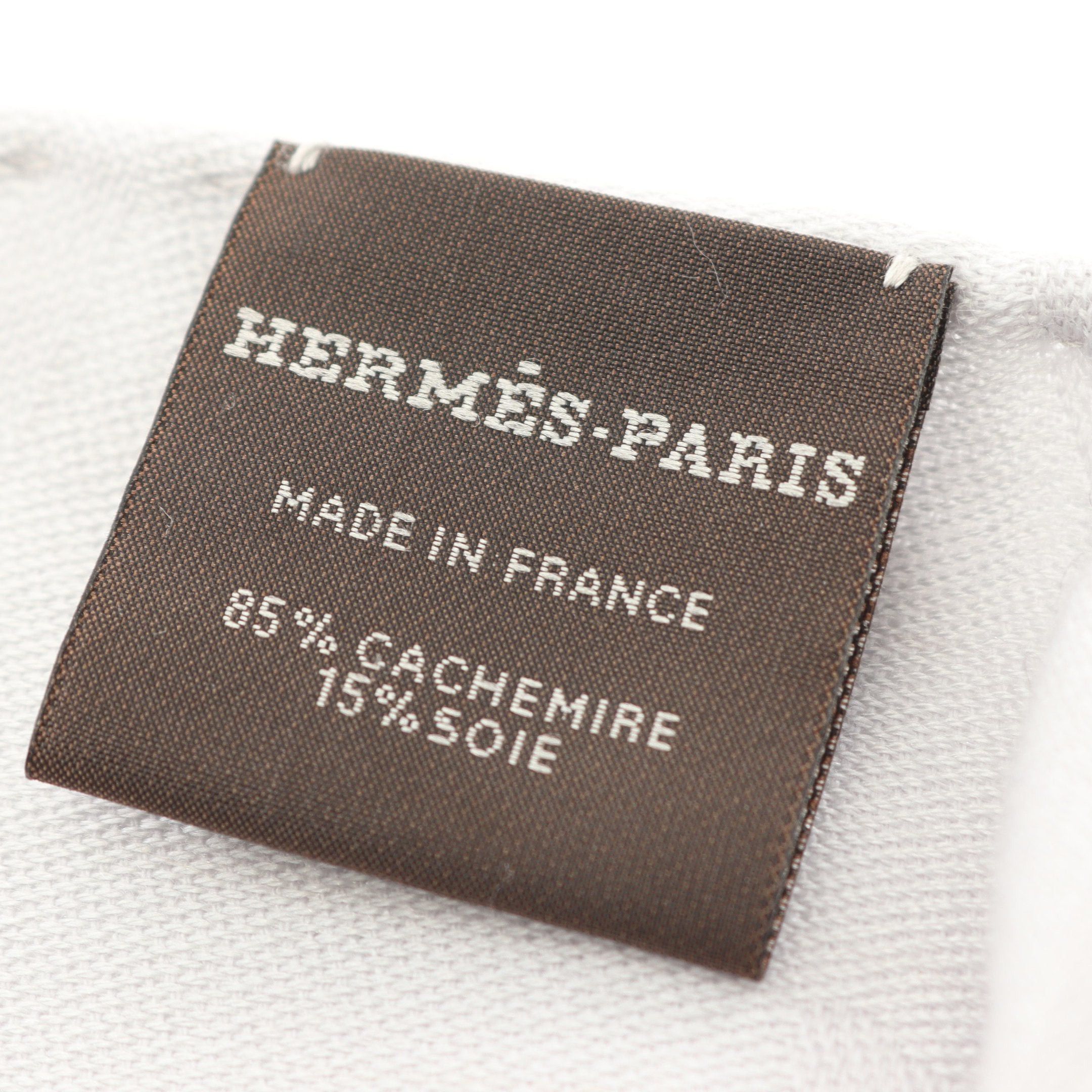 Hermes Hermes New Libris Stall Shawl Cashmere Silk Light Gray Size ONE SIZE - 2 Thumbnail
