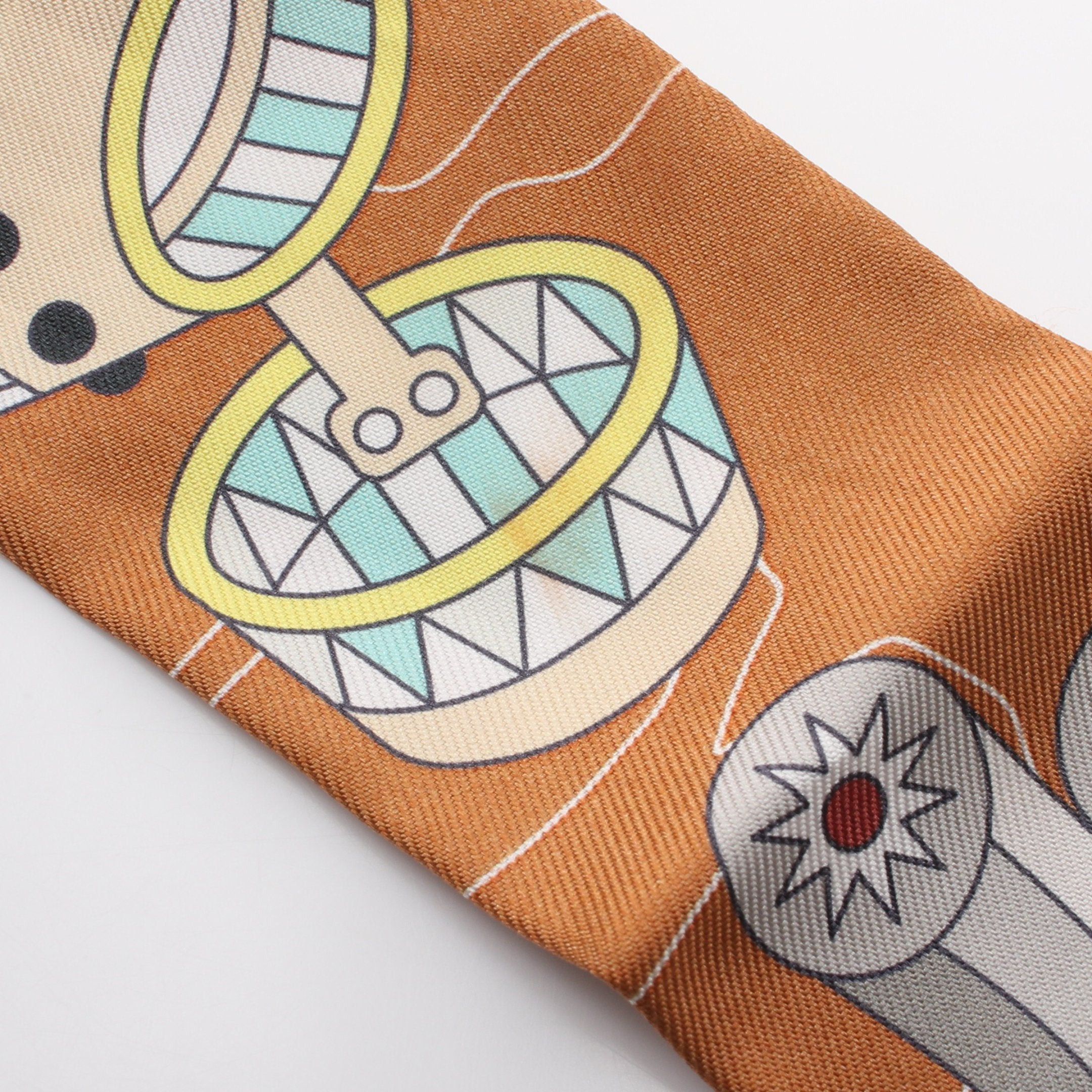 Hermes Hermes Twilly Odyssey Ribbon Scarf Silk Light Brown Multicolor Size ONE SIZE - 5 Thumbnail